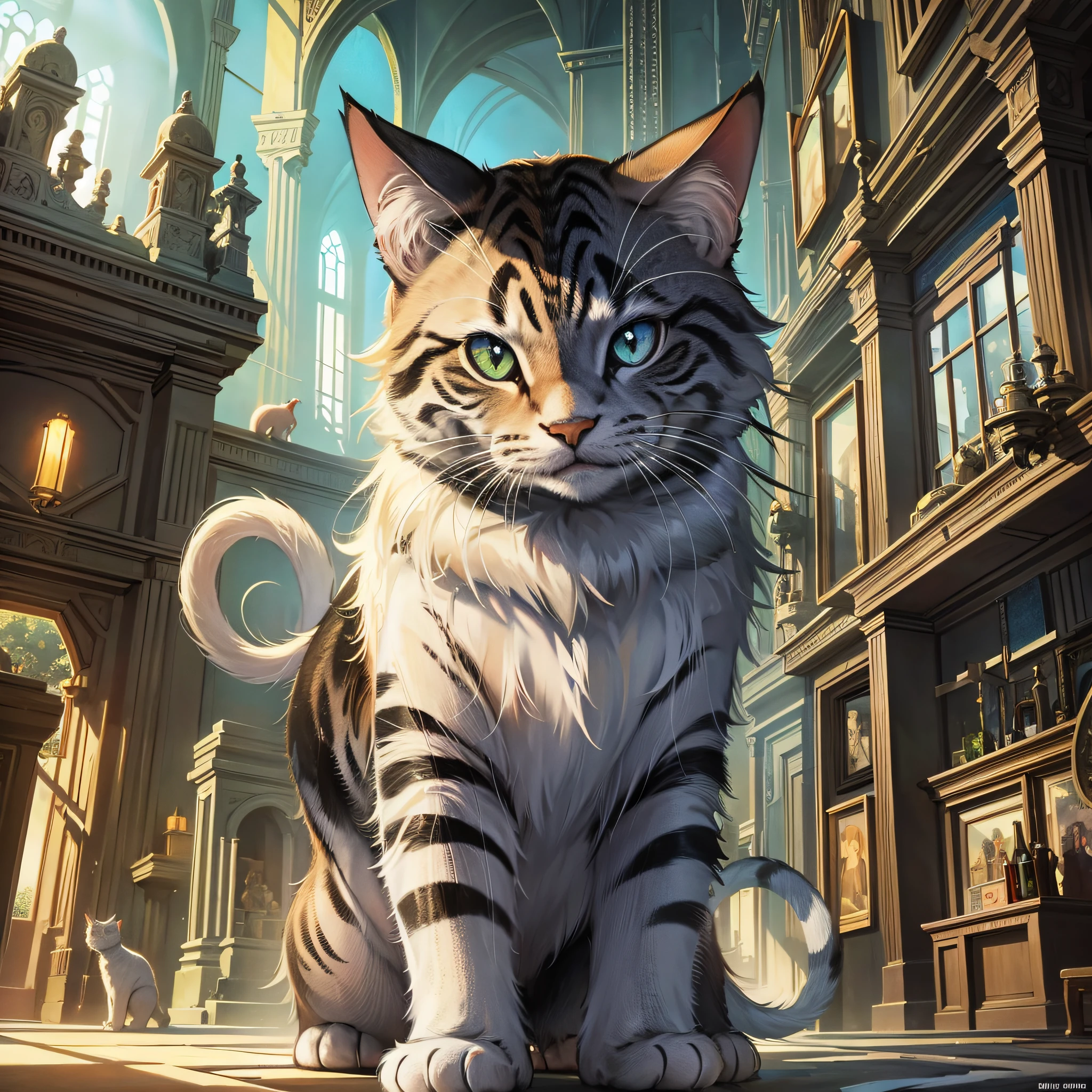 Concept art, cats, mixed, surreal, light and shadow, intricate details --auto --s2