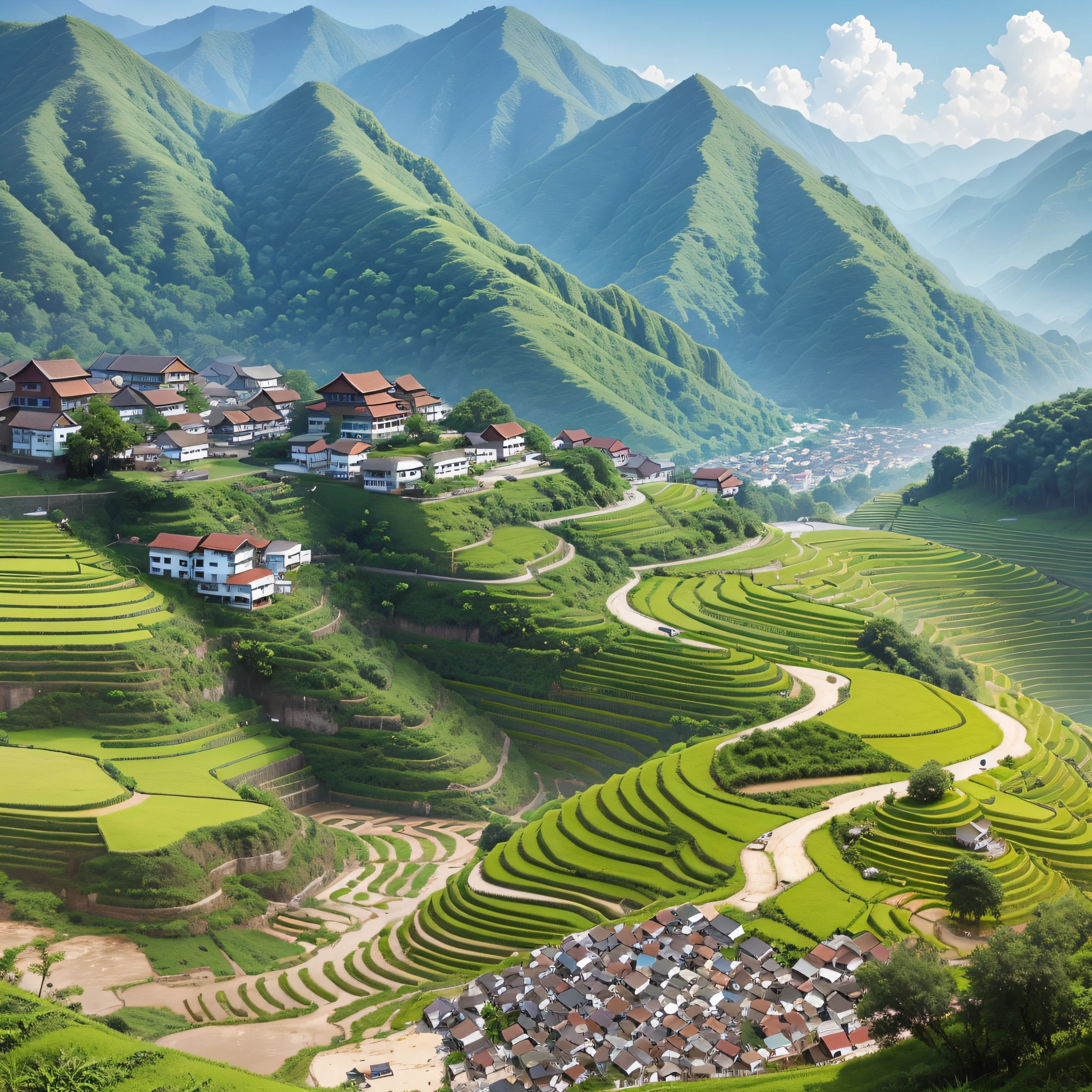Farmers in Hechi, Guangxi, farm on terraced fields --auto --s2