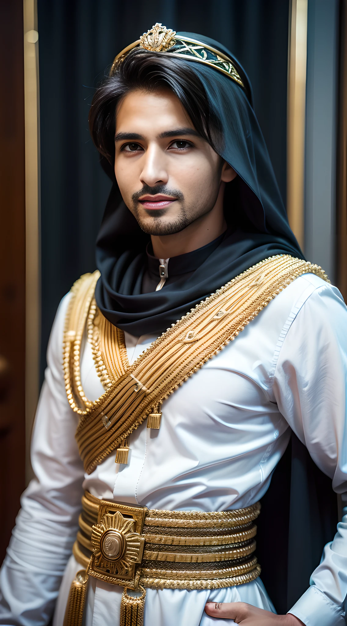 (man) (desert), handsome muscular young boy, ager, mischievous smile, Hamdan bin Mohammed AI maktoum, Crown Prince of Dubai, (high detail: 1 of 1), natural skin, high quality, beautiful eyes, (detailed face and eyes), (face: 1 2), noise, real photo, PSD, sharp focus, high resolution 8K, Realistic and professional photos, 8K UHD, soft lighting, high quality, film grain, FUJIFILM XT3