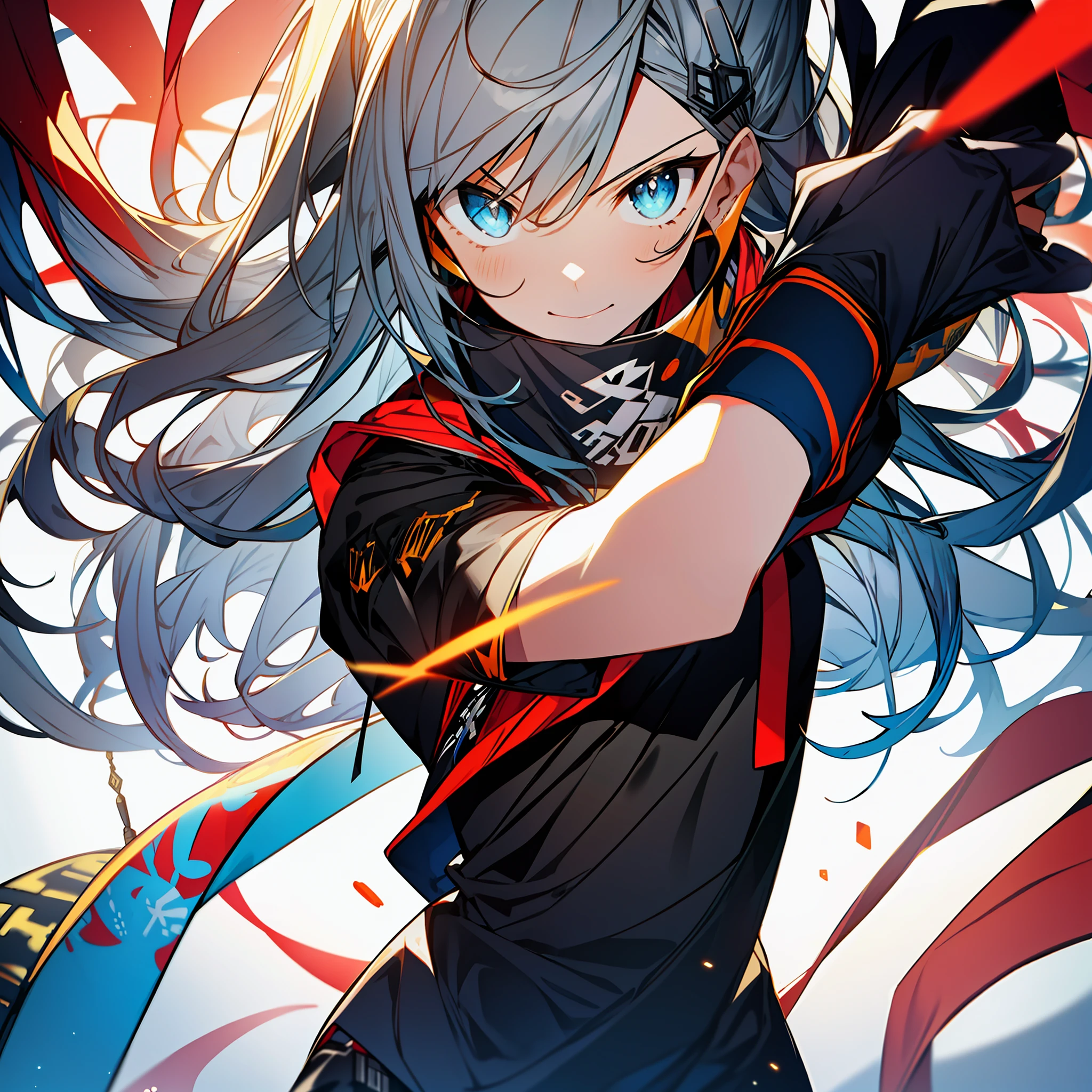 background, mixed-language_text, Japanese letters in graffit ,girls, excellent lighting, sidelighting, (), vhsKeeper,, style GUILTY GEAR -STRIVE perfect ultimate (flat color: 1.3), (magazine_cover: 1.4), (multicolored_background: 1.3), striped_background, card_background, :: comix style by joe madureira :: circular pieces of white metals glued to the arms coming out shimmering yellow glow, , perfect and detailed, ultra detailed shirt with abstract design and with letter print Japanese in graffit of the sides of clothing, image of full-body girls fighting alongside you with powerful dragons versus alien creature full of tentacles, with immersive effects, hover effect, background graffiti style tribal tattoo with vibrant colors "HDR ultra" detailed and with focus effect, (masterpiece: 1.2, best quality), (beautiful eyes finely detailed: 1.2), , ((Solo)), (Finely detailed eyes and detailed face :1.3), in various full-body attack poses, (cute background: 1.2),futuristic costume, super detailed circular metals Clinging to arms and pants, fantastic paintings
