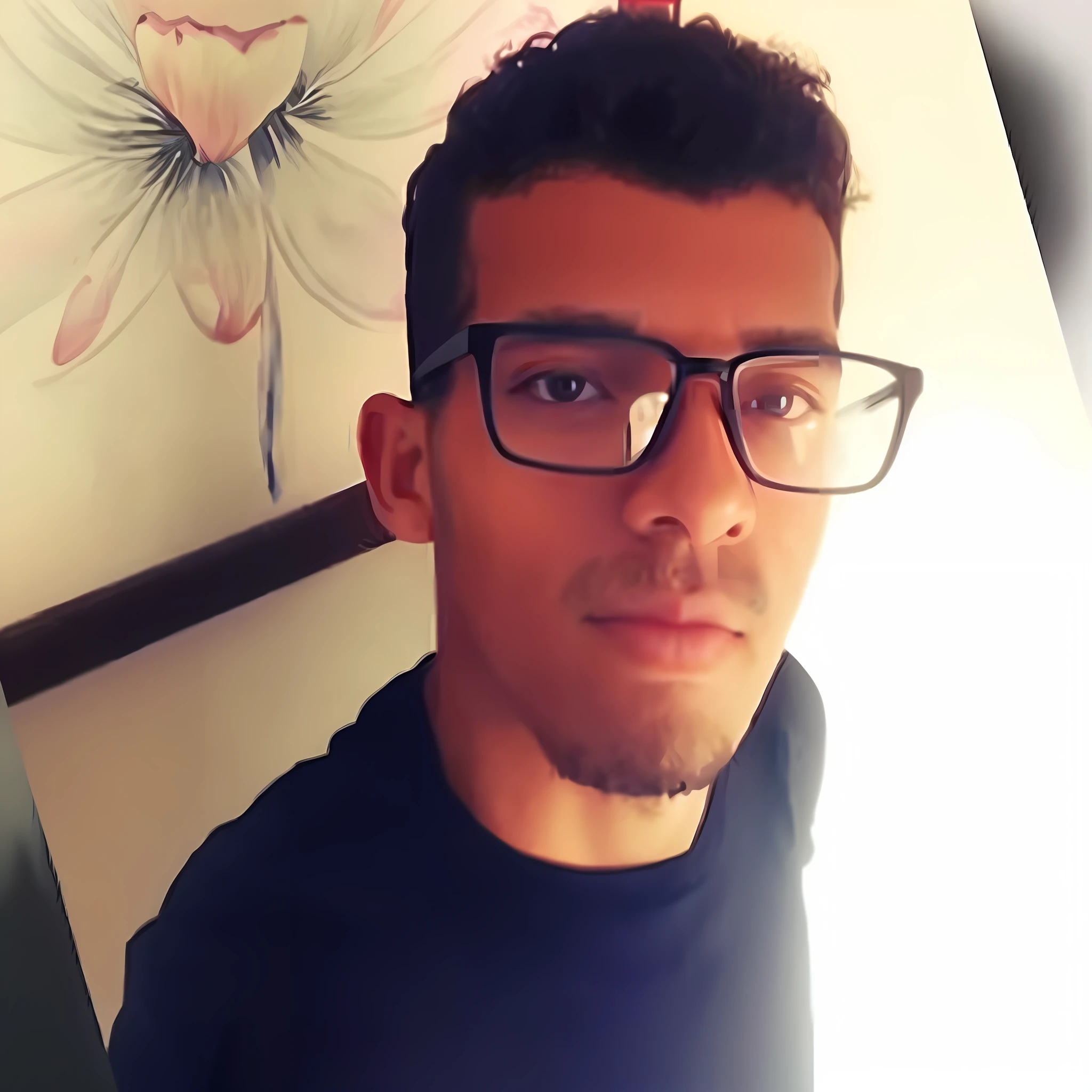 There is a man in glasses and black shirt posing for a photo, intricate, highly detailed detail, volumetric lighting, 4k rendering, stock photo, ultra-realistic, realistic textures, dramatic lighting, depth of field, film