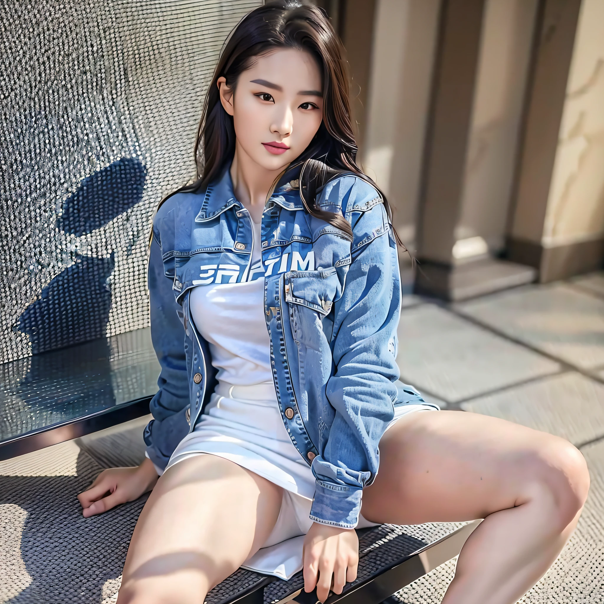 CG Unity Ultra Realistic 8K Wallpaper, Masterpiece, Stunningly Beautiful, High Definition, Korean Beauties, (Muscular: 0.8) | (slim and fit)) 20 year old fresh model, sitting, (dynamic pose, elegant posture), (casual style) | (Smart Casual), (Long Hair | (Bob Kat), gorgeous face, sparkling eyes. --auto --s2