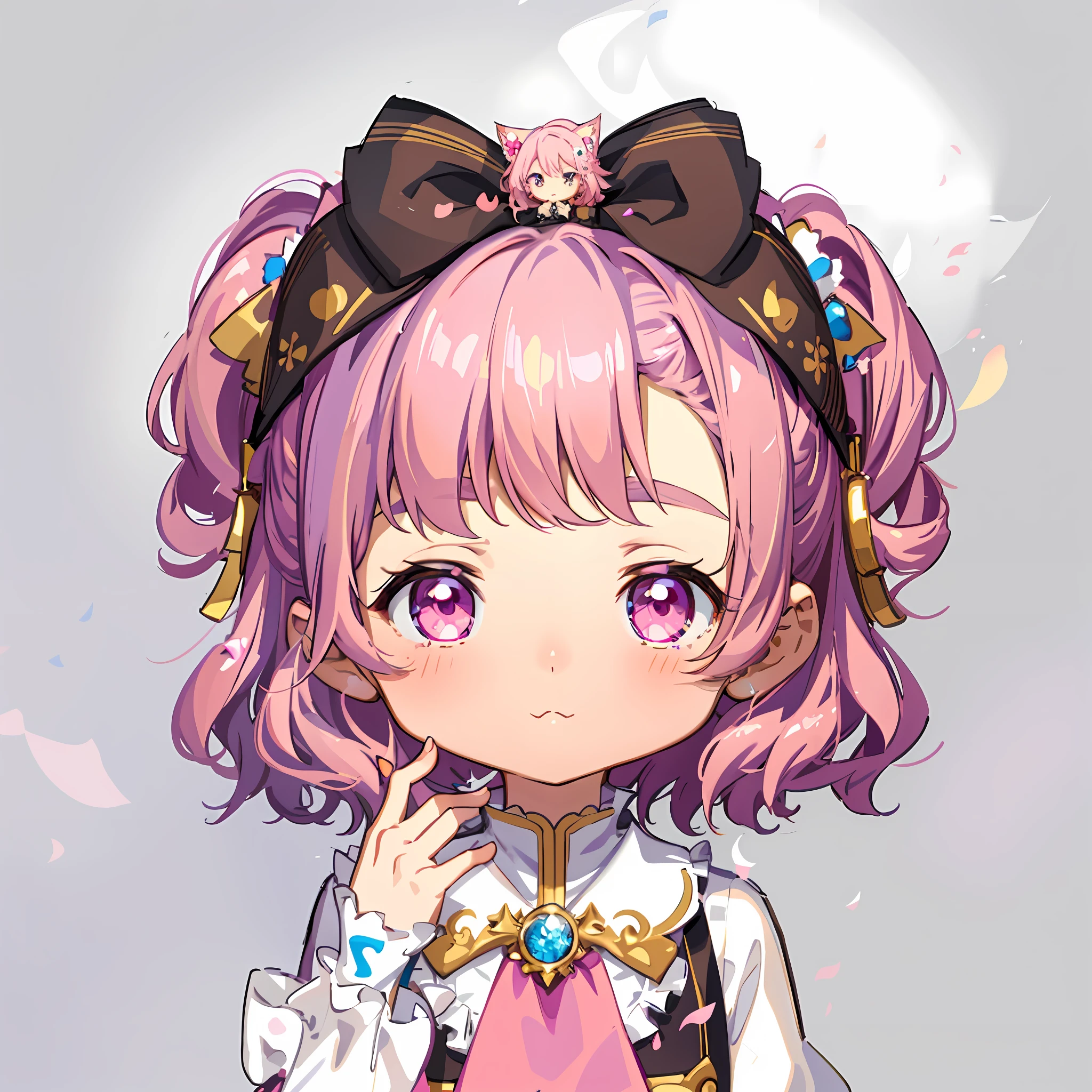 anime girl with pink hair and a bow in her hair, kawaii realistic portrait, guweiz, portrait of magical girl, cute character, cute art style, anime moe artstyle, character art of maple story, cute portrait, cute anime girl portrait, portrait of a small character, artwork in the style of guweiz, splash art anime
