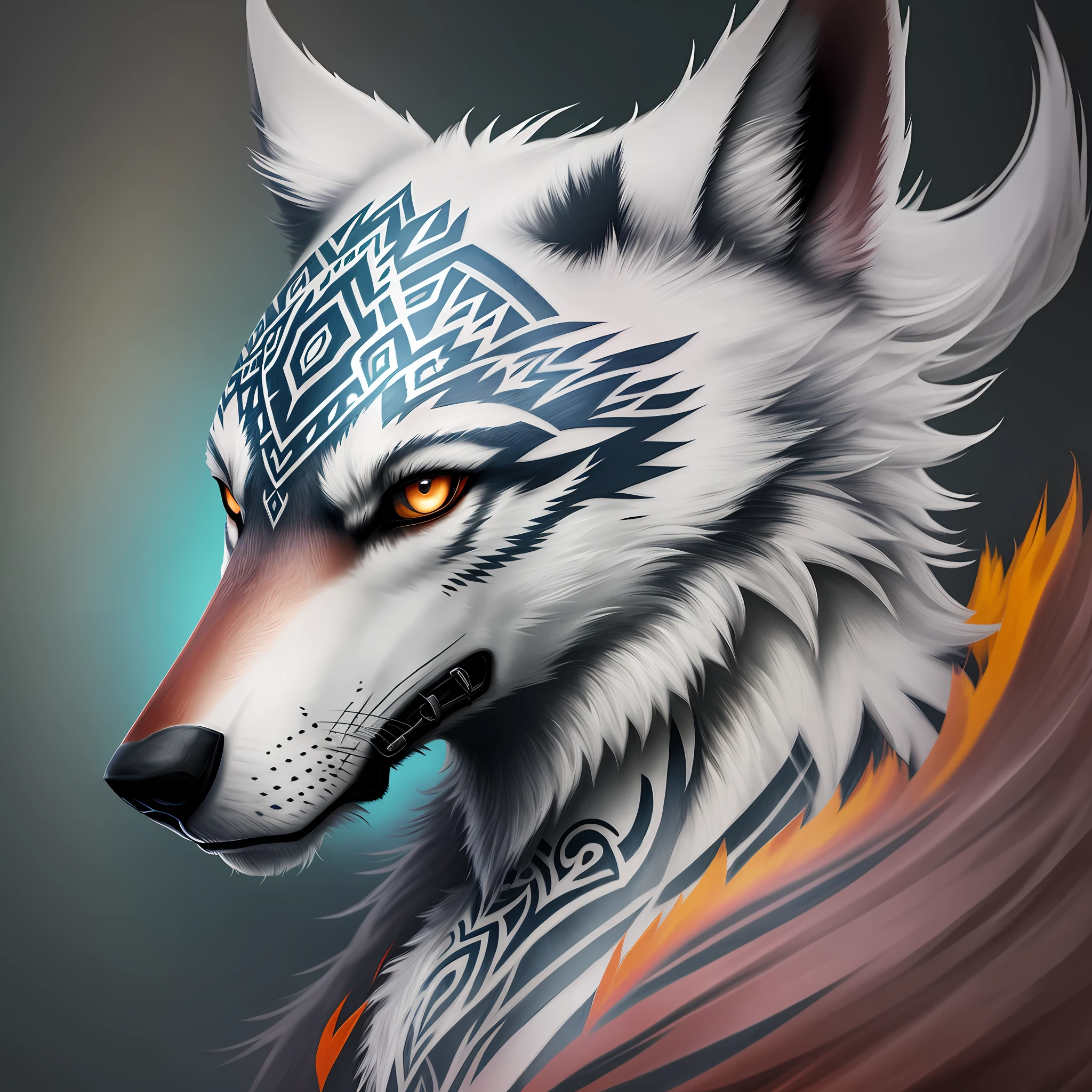 Create neotraditional tatoo wolf
