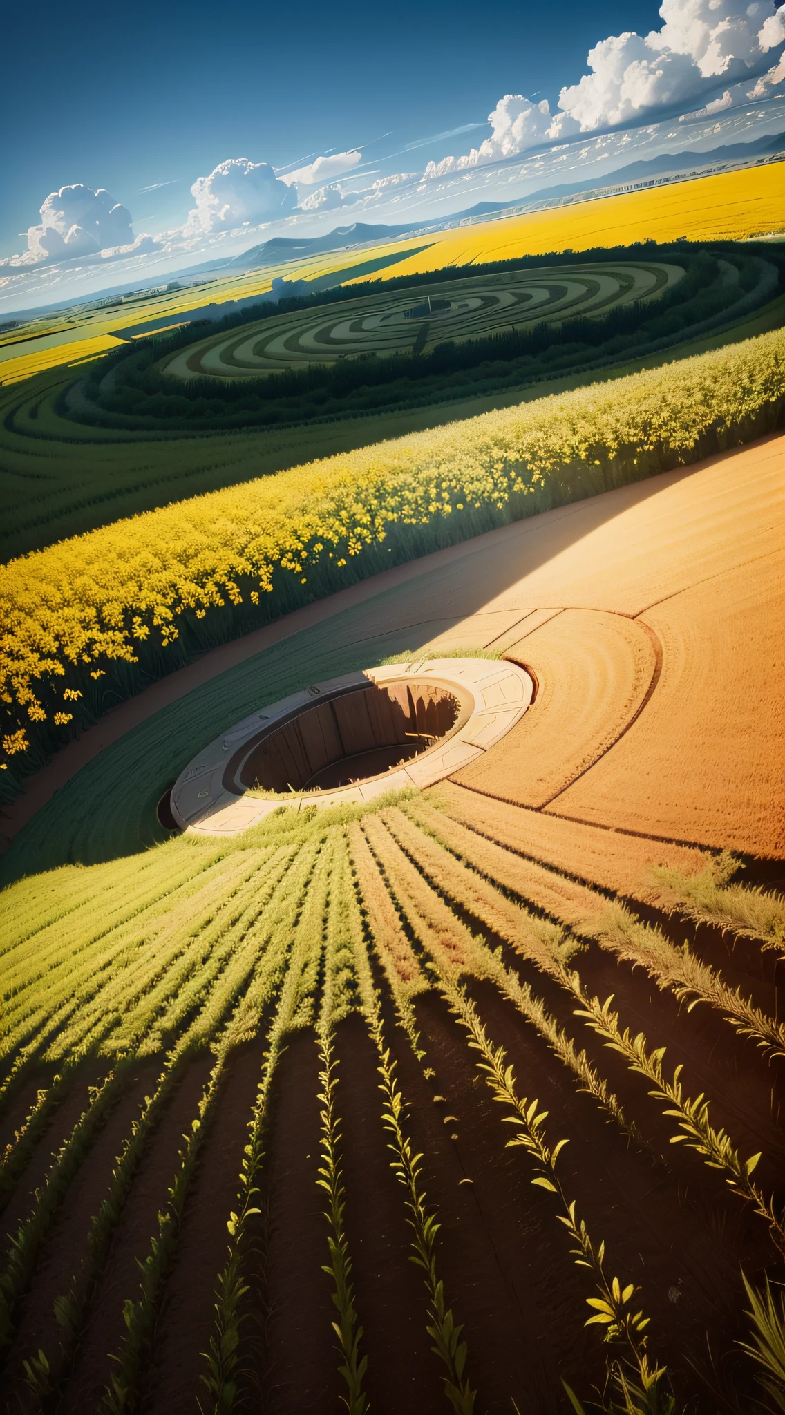 Crop circles, also called crop circles[1], are sizable formations created by flattening a crop such as cereals, rapeseed, cane, and grass. These markings in plantations are usually complex and not always circular in shape. Although many scholars claim mysterious natural causes or alien origin as an explanation for the phenomenon, the scientific consensus is that almost all cases are man-made, with a few exceptions possibly formed by natural or meteorological phenomena., and
