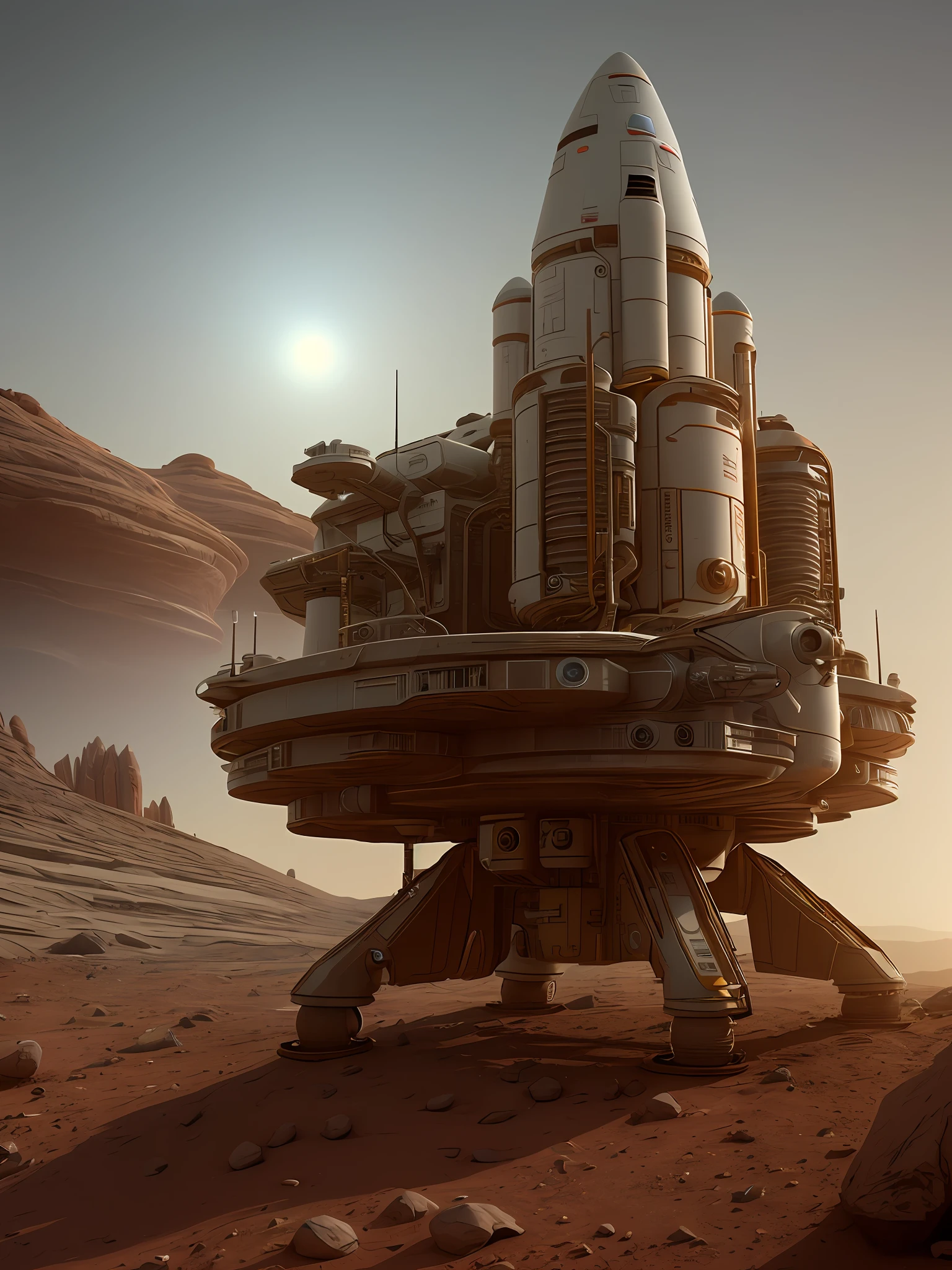 8K Sci-Fi Spaceship Mars Base Macro Scene Depth of Field Realistic Photo Effects