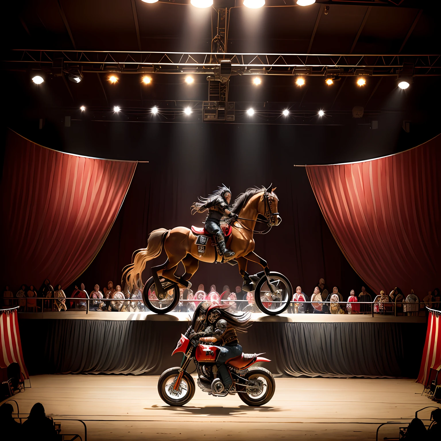 Circus of horrors metalheads horse mustang acoustic drums motorcycles harley