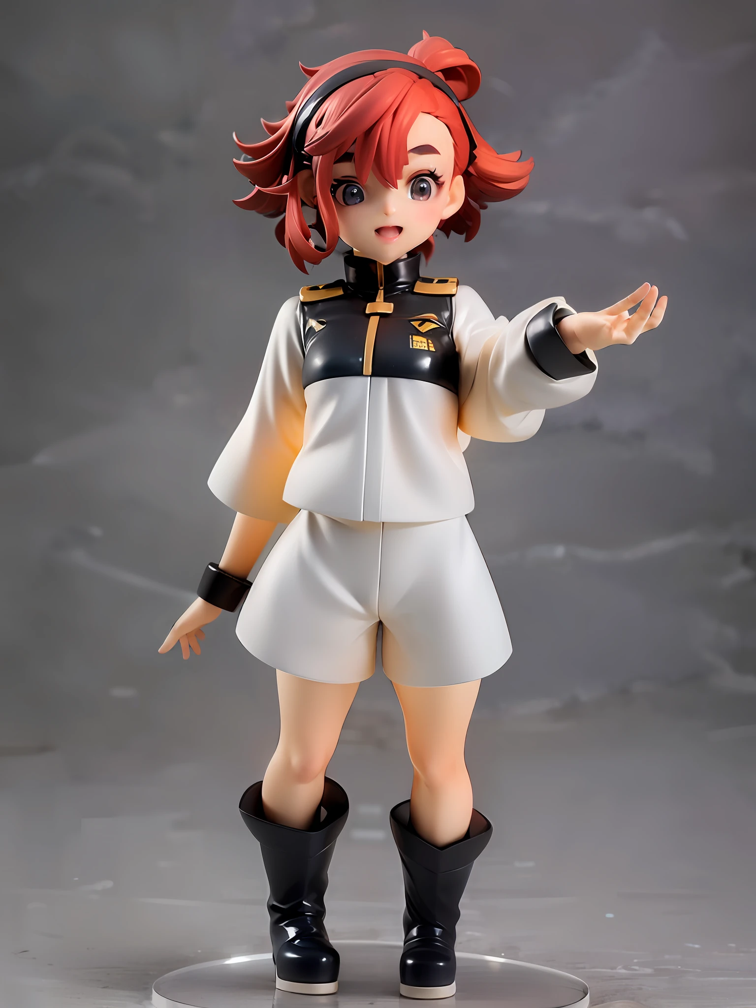 1girl, the raccoon-faced witchs,uletta mercury, (shy:1.1), black boots, full body, (backlighting:1.2), in space colony,hand up , look at viewer, open mouth, asticassia school uniform, white jacket, white shorts, BREAK ,full body, chibi, [realistic], [3d], (3dcg), ((octane render)), [fisheye], smile, full body BREAK (8k, RAW photo, best quality, masterpiece:1.2), ultra high res, (((realistic, photo-realistic))), professional lighting, detailed lighting, professional photography, fisheye, dynamic angle, high quality, high res, extremely detailed, bloom BREAK depth of field, sketch, sharp focus, soft lighting, good composition, god light highlight, detailed, (((photorealistic details))), detailed skin, to8contrast style