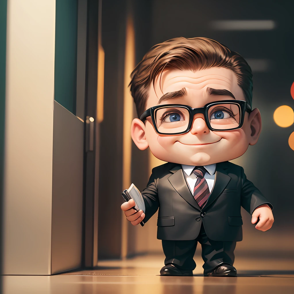 cbzbb, ((michael scott)), character, cute, small, cute, Digital Art, Detailed, Cute, realistic, humanoid, character, tiny, cinematic lights, michael scott, happy, holding manager's briefcase, smiling, cute, holding manager's briefcase --auto --s2