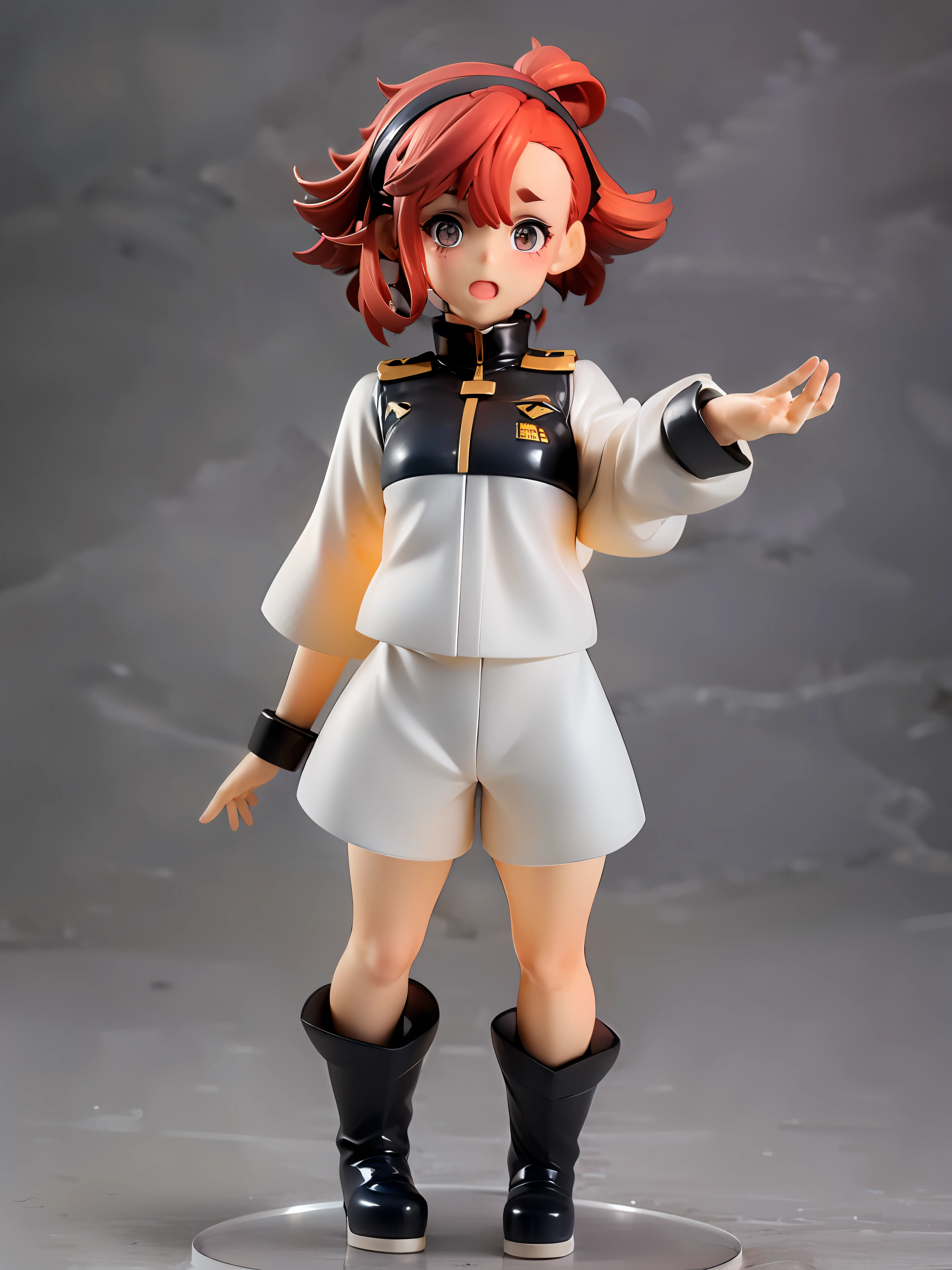 1girl, the raccoon-faced witchs,uletta mercury, (shy:1.1), black boots, full body, (backlighting:1.2), in space colony,hand up , look at viewer, open mouth, asticassia school uniform, white jacket, white shorts, BREAK ,full body, chibi, [realistic], [3d], (3dcg), ((octane render)), [fisheye], smile, full body BREAK (8k, RAW photo, best quality, masterpiece:1.2), ultra high res, (((realistic, photo-realistic))), professional lighting, detailed lighting, professional photography, fisheye, dynamic angle, high quality, high res, extremely detailed, bloom BREAK depth of field, sketch, sharp focus, soft lighting, good composition, god light highlight, detailed, (((photorealistic details))), detailed skin, to8contrast style