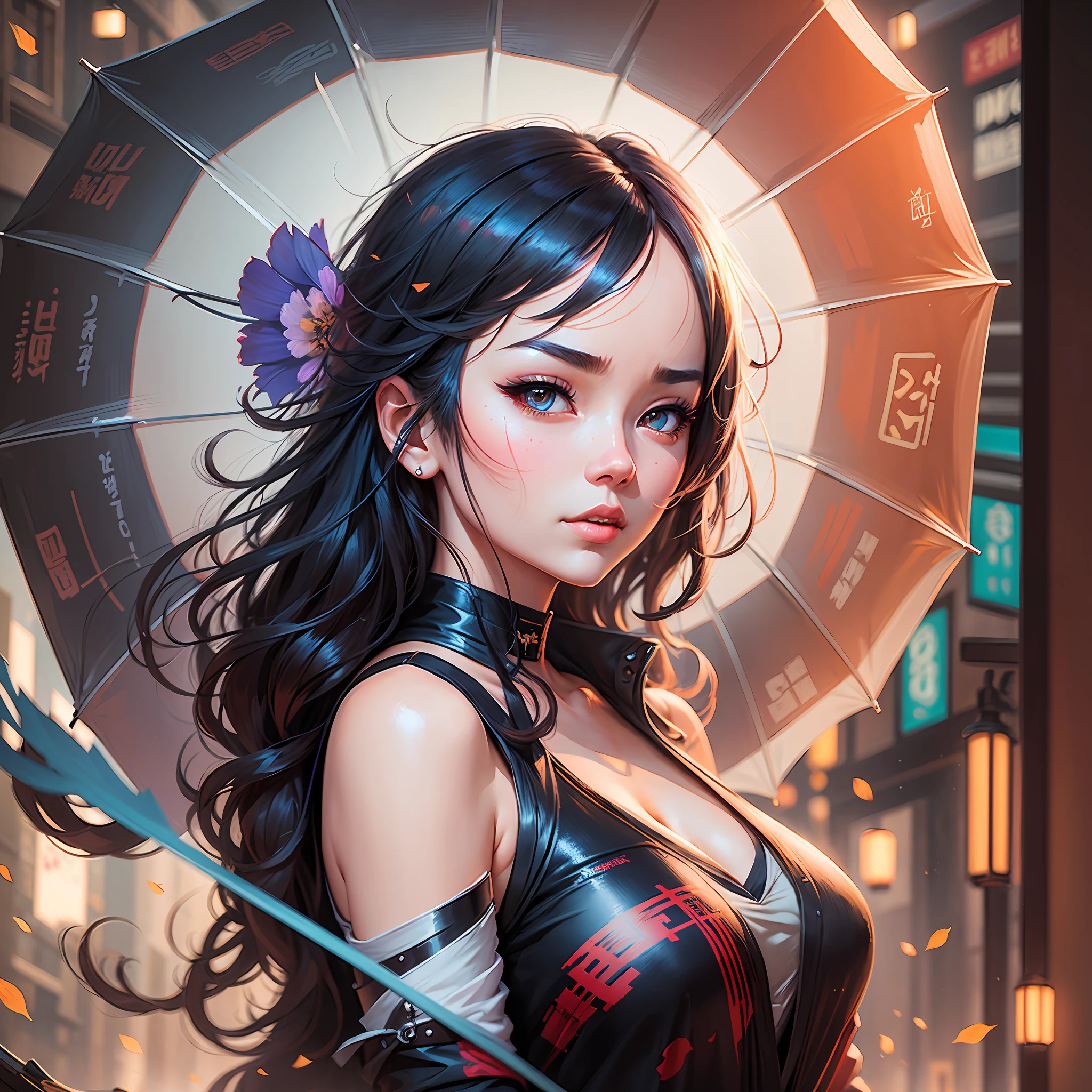 There is a woman with an umbrella, Guweiz style art, Guweiz, beautiful character painting, Guweiz in ArtStation Pixiv, Guweiz in Pixiv ArtStation, stunning anime face portrait, beautiful digital art, Wlop Rossdraws, Guweiz Masterpiece, detailed digital anime art --auto --s2