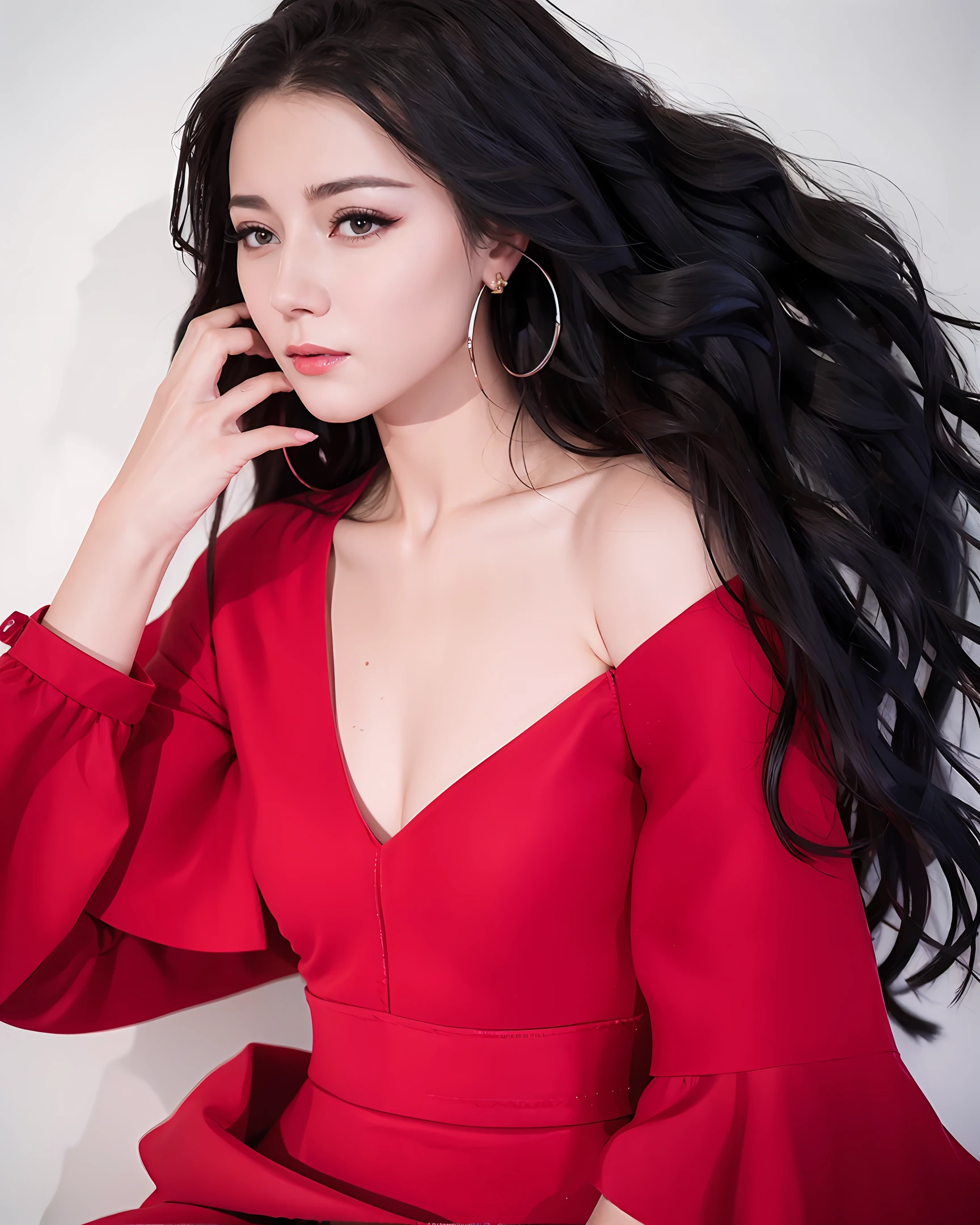 1girl, reba, solo, earrings, jewelry, long_hair, upper_body,