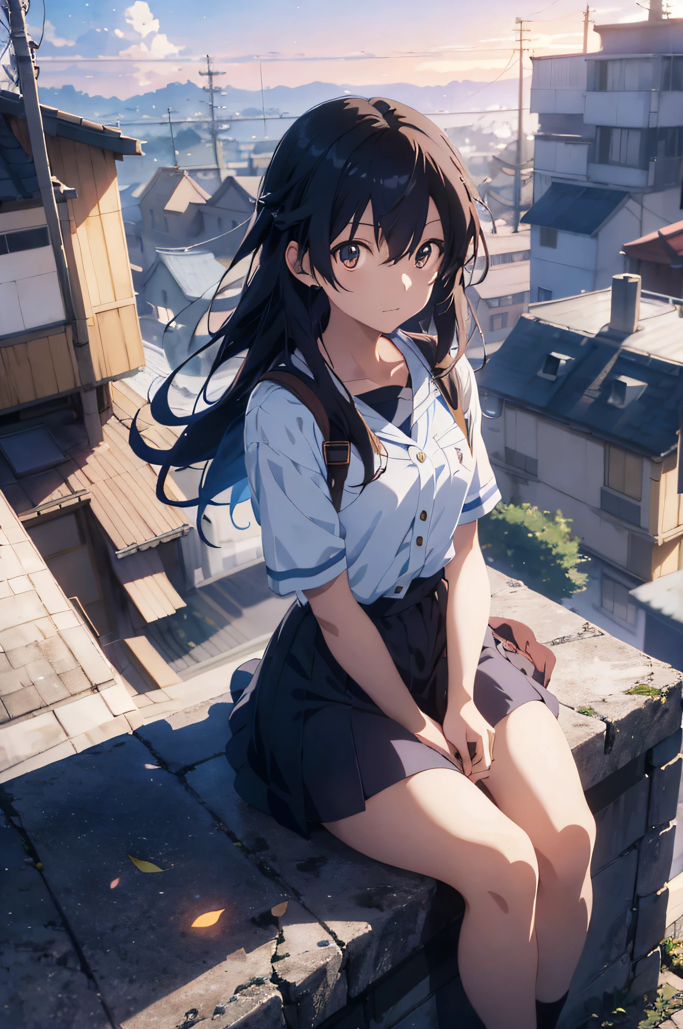 anime girl sitting on a ledge looking at the sky, makoto shinkai cyril rolando, 4k anime wallpaper, anime art wallpaper 8 k, anime art wallpaper 4 k, anime art wallpaper 4k, anime wallpaper 4 k, anime wallpaper 4k, cosmic skies. by makoto shinkai, anime style 4 k, 4 k manga wallpaper
