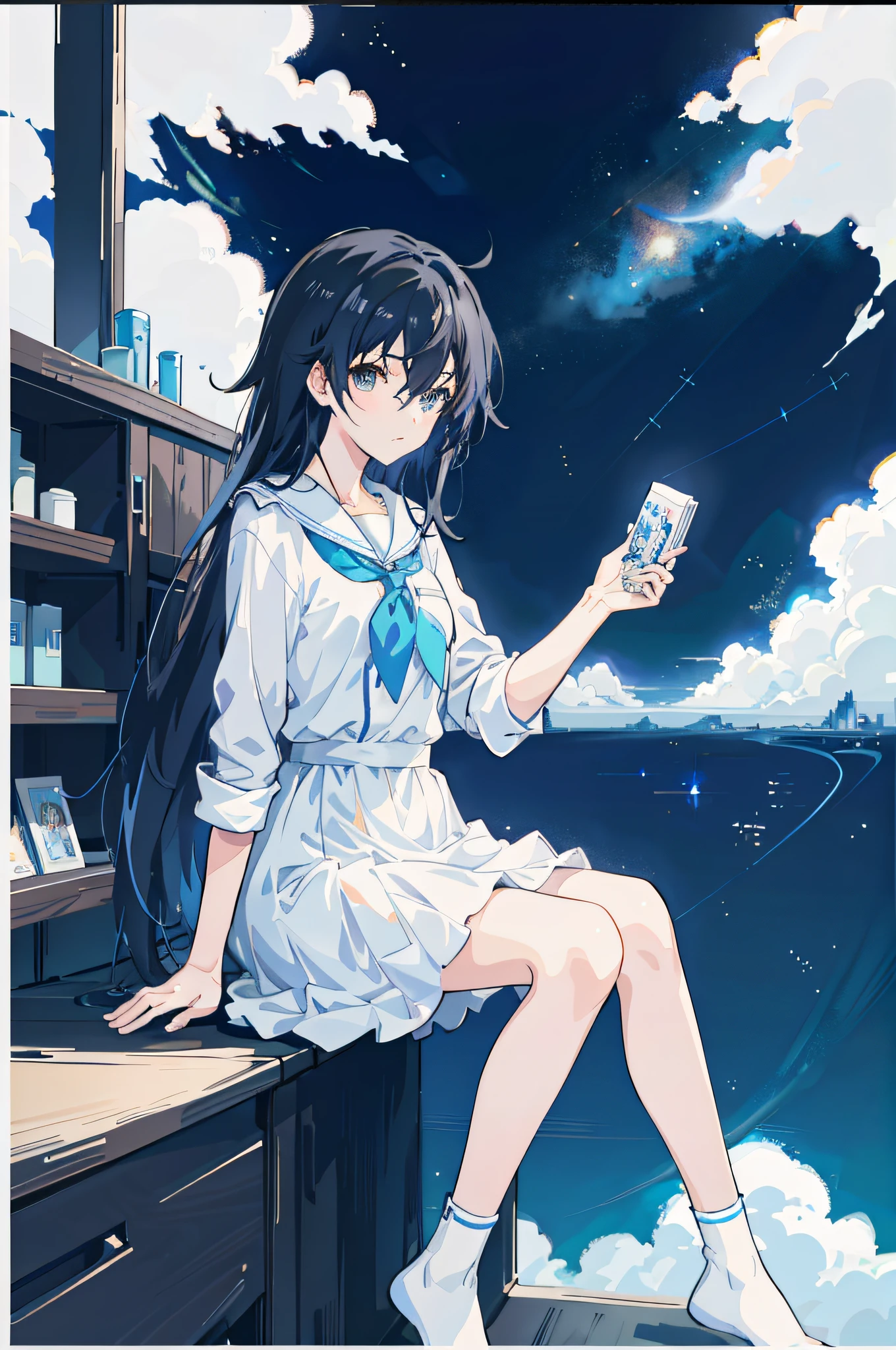 Anime girl sitting on shelf looking at sky, Makoto Shinkai Cyril Roland, 4K anime wallpaper, anime art wallpaper 8K, anime art wallpaper 4K, anime wallpaper 4K, anime wallpaper 4K, anime wallpaper 4K, space sky. by Makoto Shinkai, Anime Style 4 K, 4 K Manga Wallpapers
2