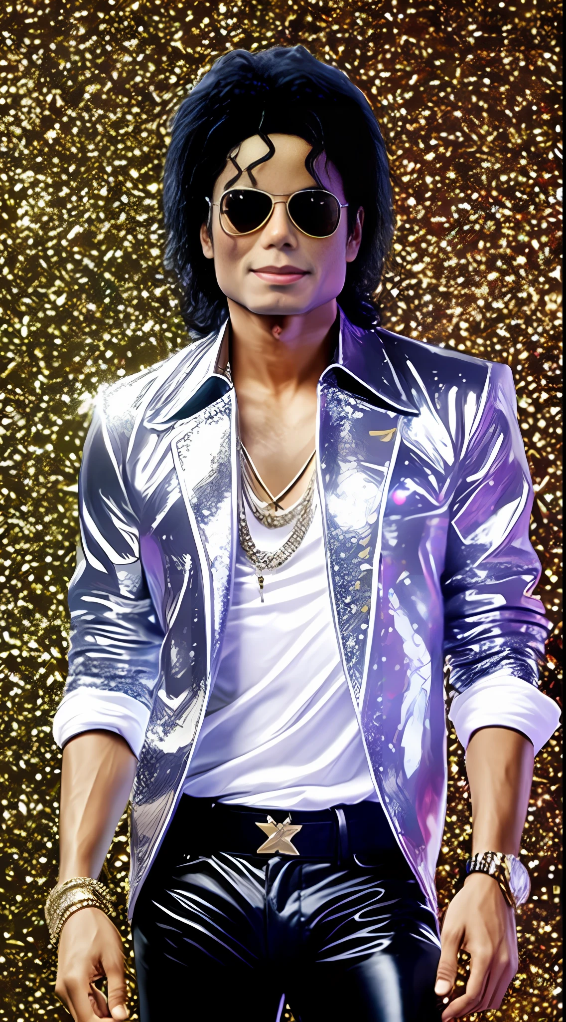 Michael Jackson in clothes shiny as the universe