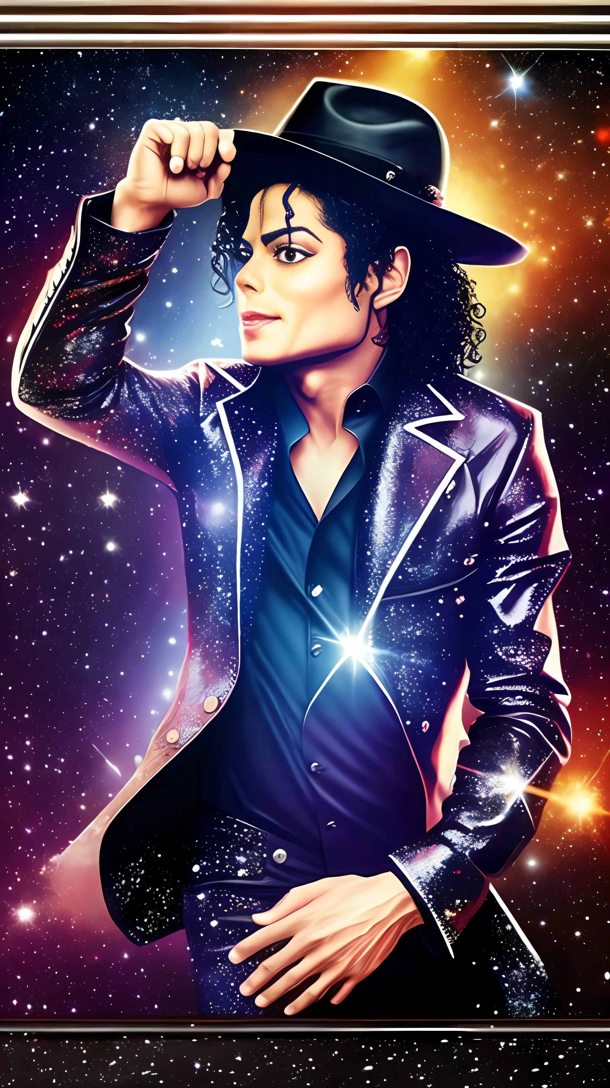 Michael Jackson in clothes shiny as the universe