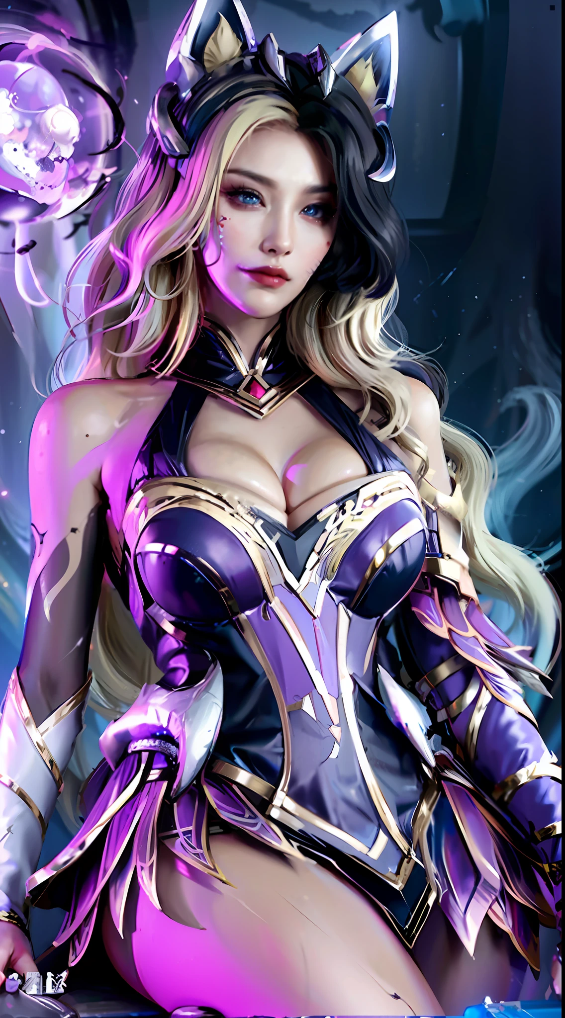 ((((7分身镜头)))),cowboy_shot,masterpiece, best quality,ultra-detailed, extremely detailed 16k CG wallpaper,beautiful face,(a esport mature demon in esport room),(perfect beautiful curvy figure),sitting,iridescent gem eyes,crescentic pupils, wearing resin holographic open coat,crop top overhang,mini Pleated skirt,Bell collar,logo,Iong hair,Contour light, concert, neon lights, audio, Bell collar,esports headphones,computer, esports room, playing games, white inside through the red skin,Holographic projection,planisphere,graffiti signs,highly detailed tattoo_,gothic,cyberpunk,fantasy,Science fiction,From the movie Matrix,Sparkling light flowing string,anti-magic three-dimensional protective shield,iridescetnt,stunning,chic,gorgeous,attractive,amazing,((((7分身镜头)))),cowboy_shot
创作信息