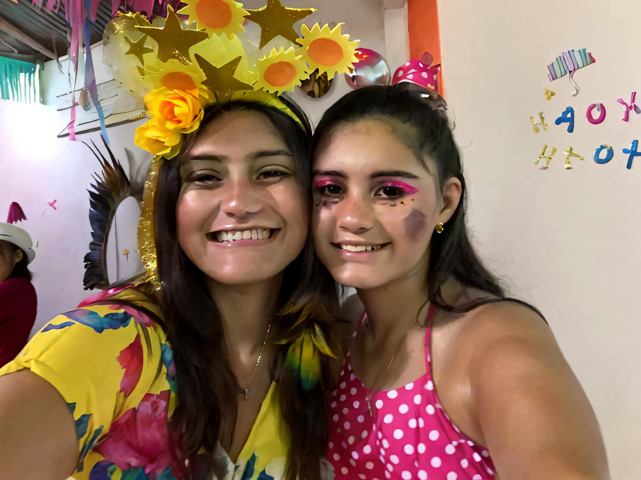 ((high quality)),(selfie, irreverent, happy),(party, harmony, walk, beach),(carrion, youth),(2 girls, 22 years, 11 years, fun, dynamic, bright)