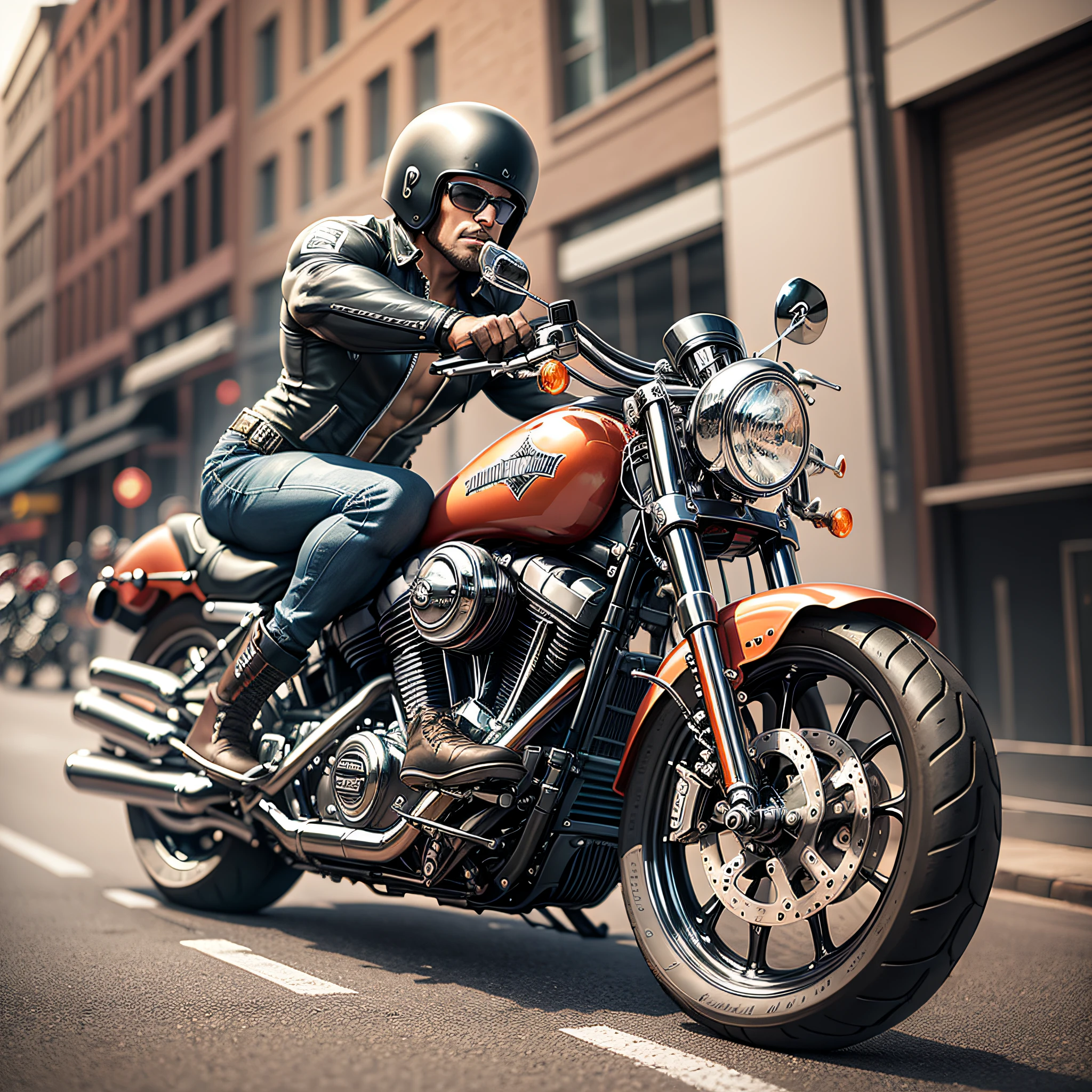 a bodybuilder riding a harley davidson motorcycle --auto --s2