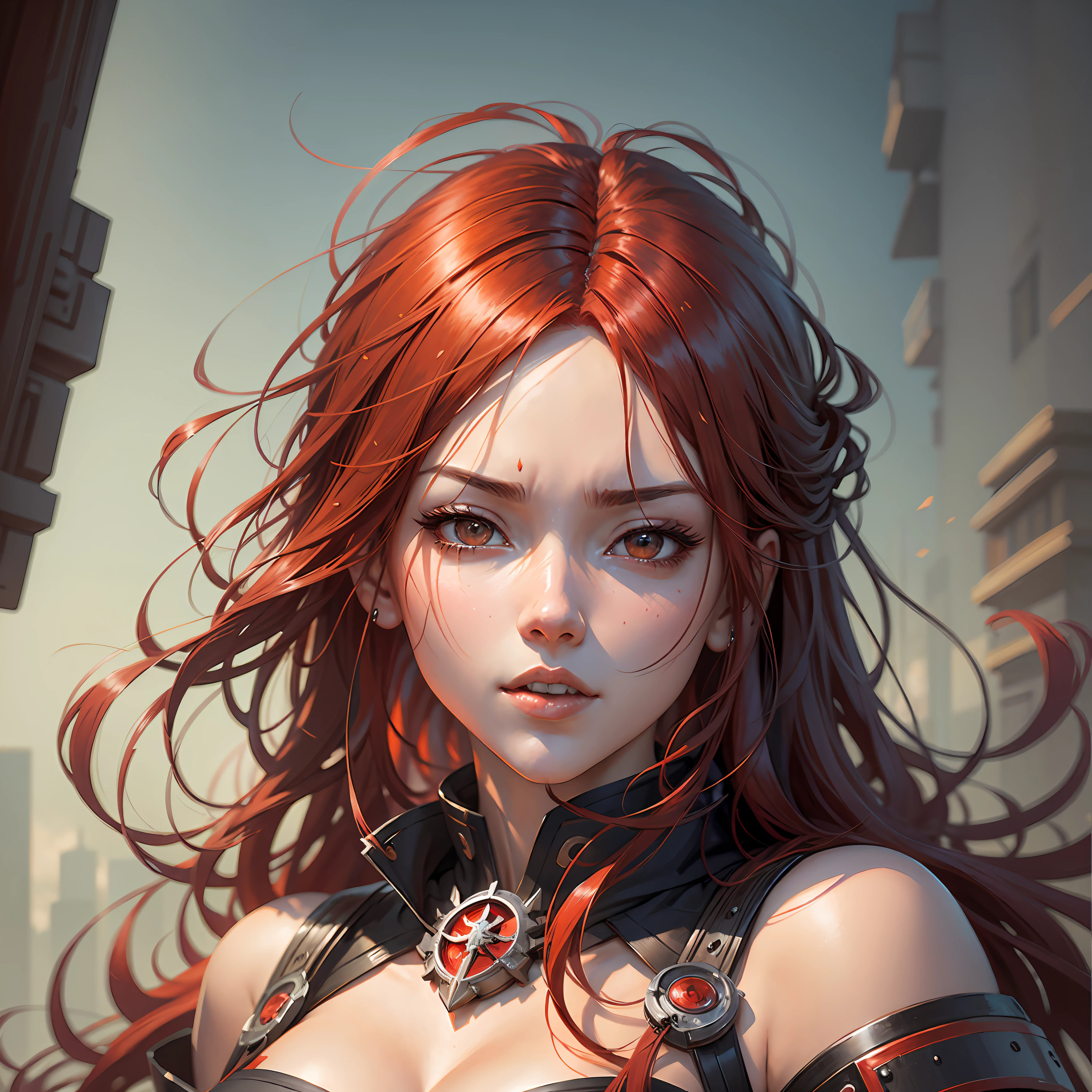 There is a red-haired woman, Guweiz style art, Guweiz, beautiful character painting, Guweiz in ArtStation Pixiv, Guweiz in Pixiv ArtStation, stunning anime face portrait, beautiful digital art, Wlop Rossdraws, Guweiz Masterpiece, detailed digital anime art --auto --s2