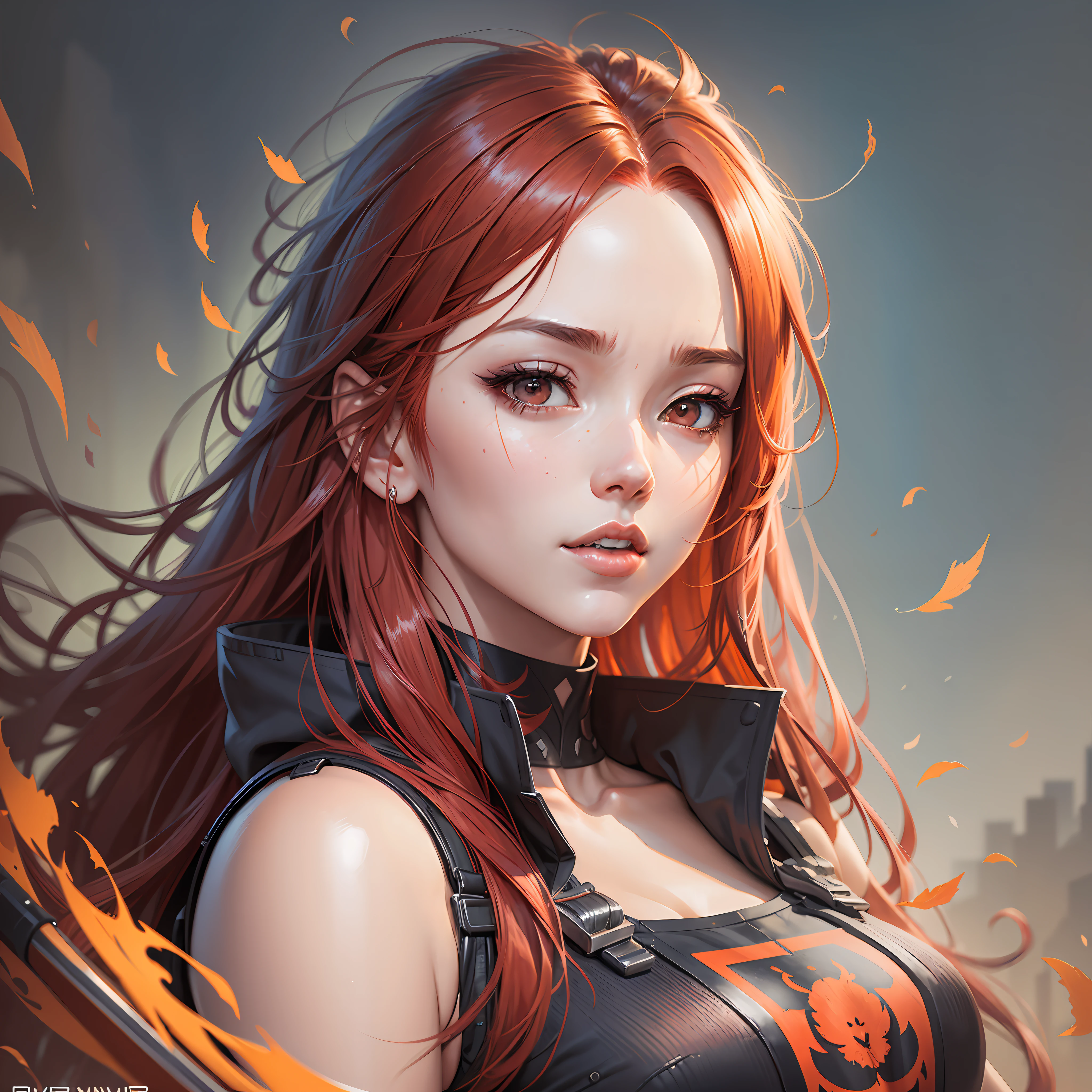 There is a red-haired woman, Guweiz style art, Guweiz, beautiful character painting, Guweiz in ArtStation Pixiv, Guweiz in Pixiv ArtStation, stunning anime face portrait, beautiful digital art, Wlop Rossdraws, Guweiz Masterpiece, detailed digital anime art --auto --s2