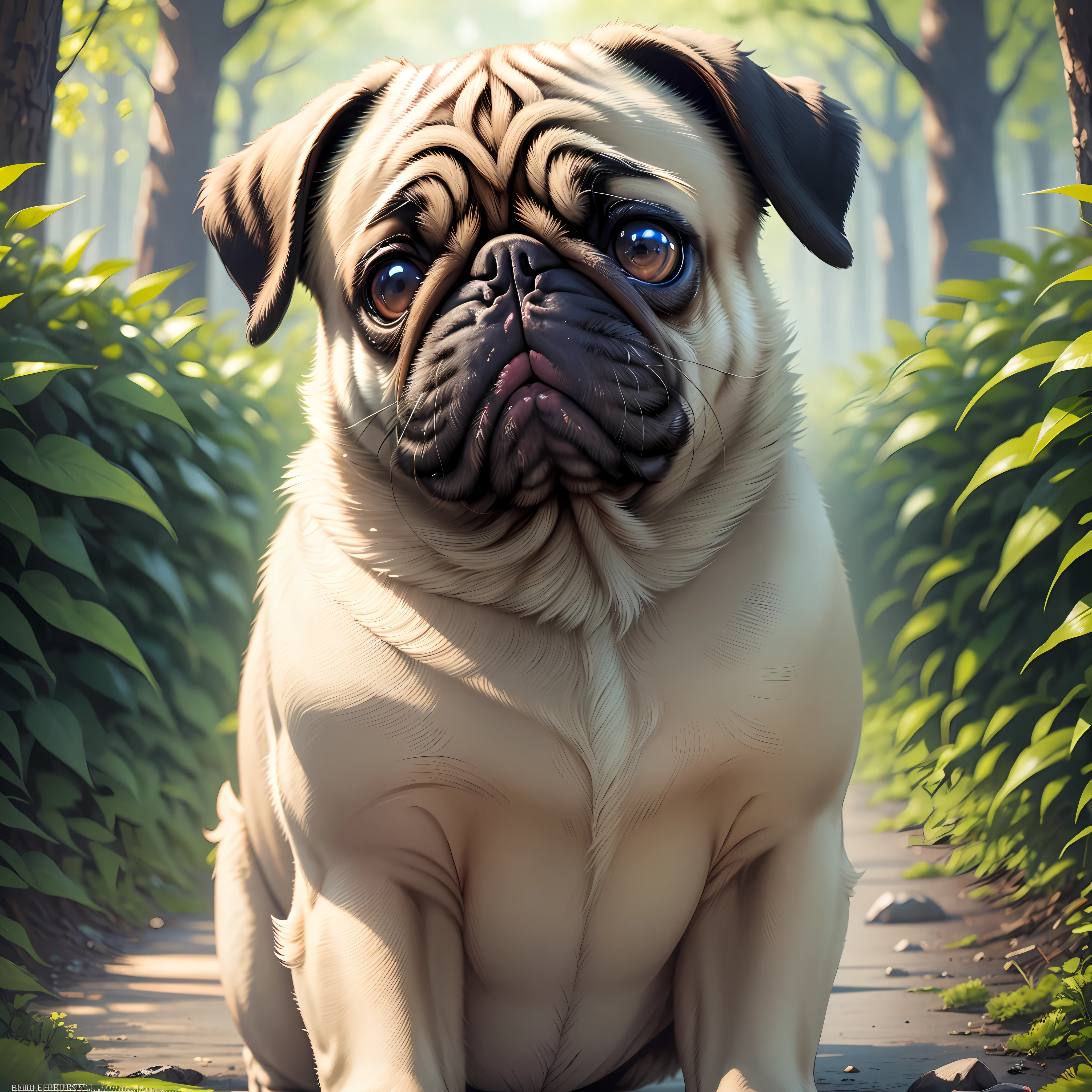 masterpieces, top quality, best quality, official art, beautiful and aesthetic, Pug, 8k, Ultra HD, no frame --auto --s2
