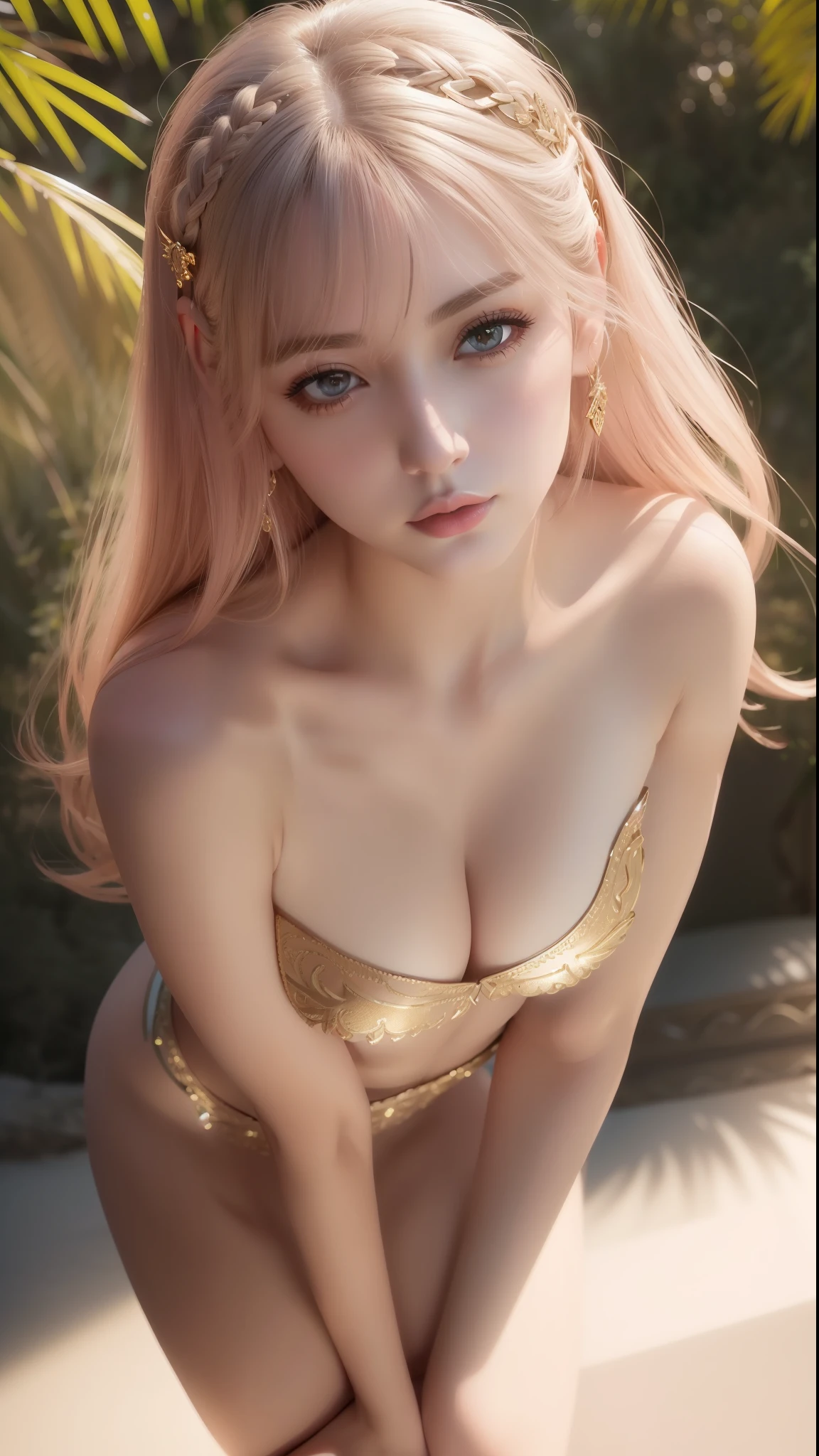 (masterpiece, best quality, extremely detailed 8k, ultra hd, ultra-detailed, highly detailed, highly realistic, photo realistic), (russian, 1girl:1.5), (highly proportional head, 1head:1.5), (beautiful realistic face, detailed realistic face), (high detailed realistic white hair, beautiful realistic hairstyle), (beautiful realistic eyes, high detailed realistic eyes, proportional eyes, high detailed pupils), (high detailed realistic natural eyebrows), (high detailed realistic lips, beautiful realistic lips, pink lipsticks, sexy lips), (high proportional realistic breasts, realistic medium breasts), slender abs, highly detailed skin, full body view, full body shot, golden eyes, white clothes, looking up, fair skin, side braids, dragon girl, (aesthetic, pure beauty), (advanced light, sharp contrast, strong deep shadow strong), (perfect, details in place), (feminine, fantasy illustration, epic beauty, overhead lens, exquisite character art),