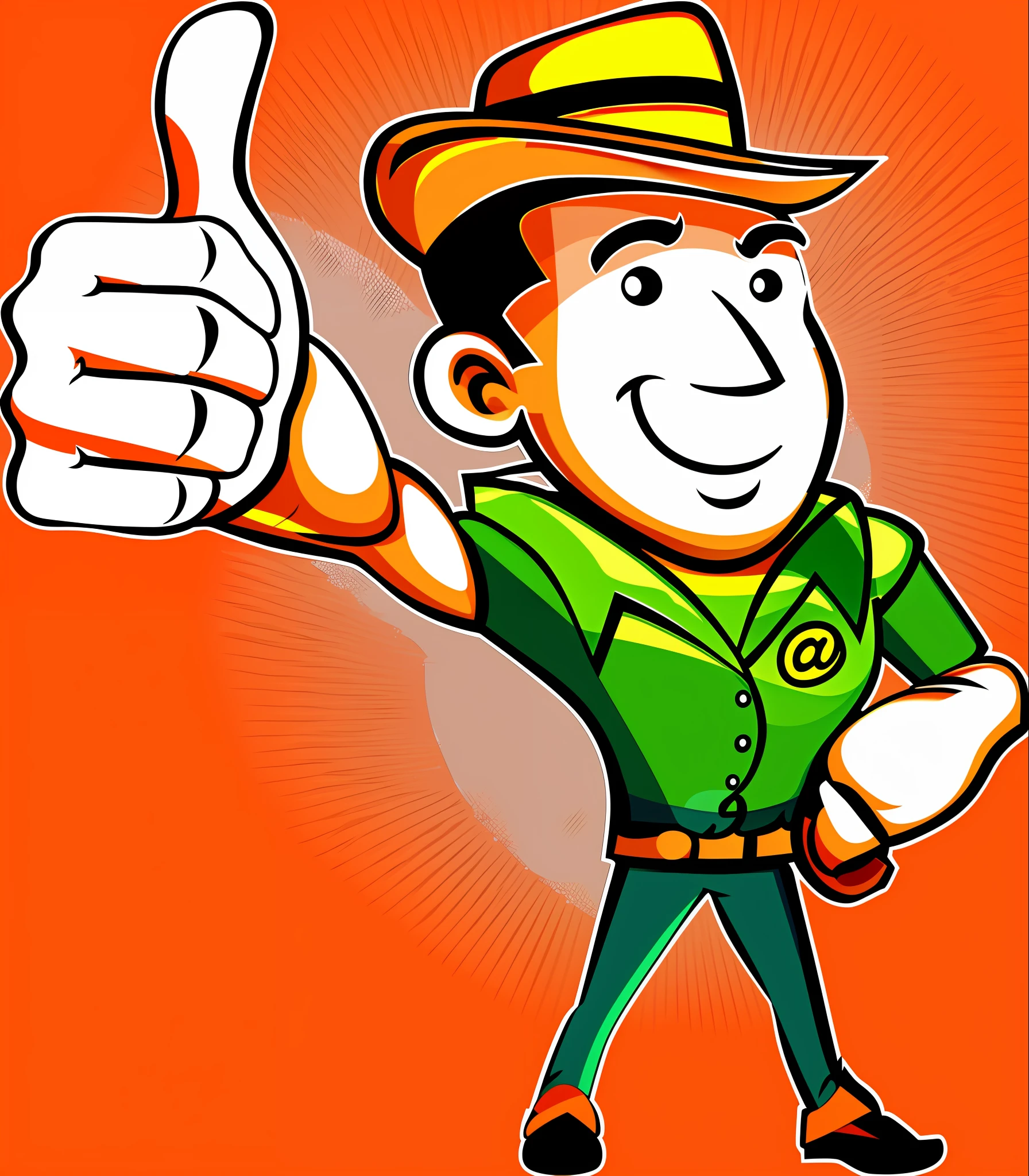 cartoon man with hat giving thumbs up with both hands, hd illustration, giving a thumbs up, cartoon image, doing a thumb up, thumbs up, thumb up, giving the thumbs up, giving a thumbs up to the camera, cel shaded vector art, cartoon artstyle, clean cel shaded vector art, cartoon illustration, cartoon style illustration, high quality cartoon, very stylized