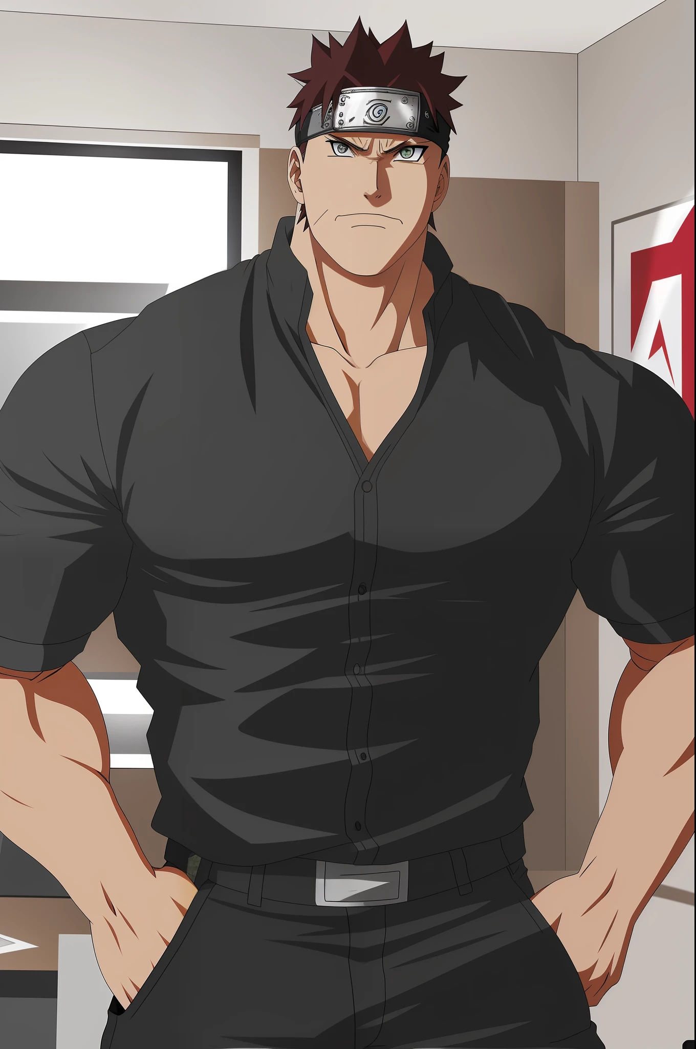 Naruto uzumaki, bodybuilder, tall and muscular,muscular body, anime art, tight black panties