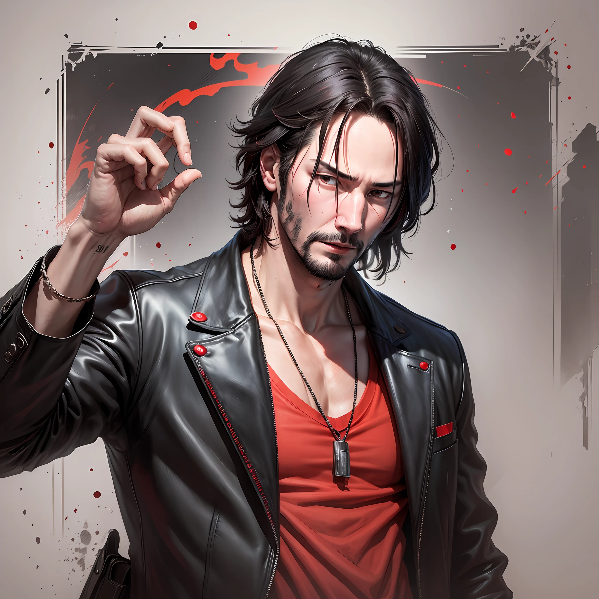 (Keanu Reeves 1:1)4K, horror, bright red eyes --auto --s2