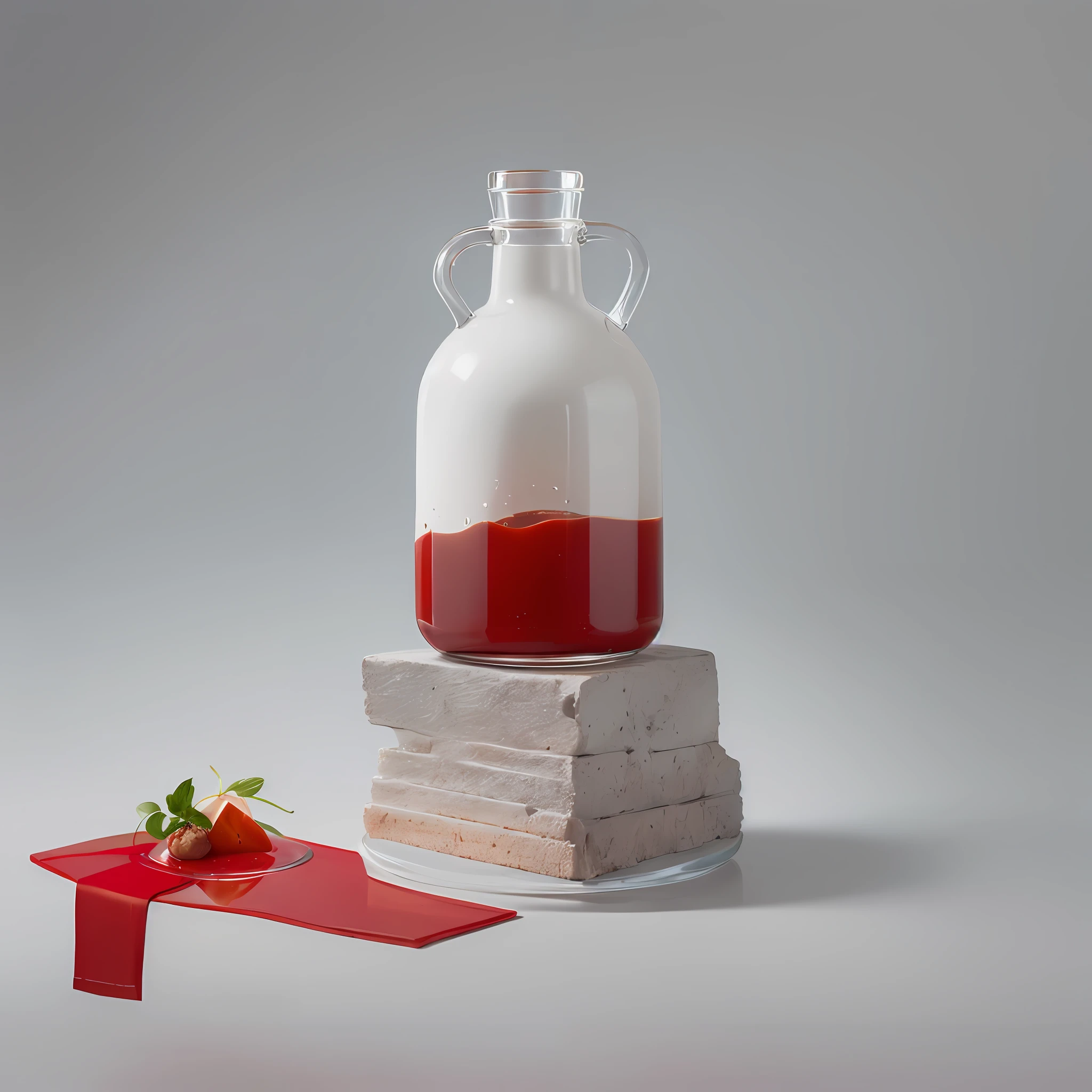 [(white background: 1.4)::5], (red cliff: 1.3), bottle bottom, lampstand, pedestal, platform, (food: 1.8)