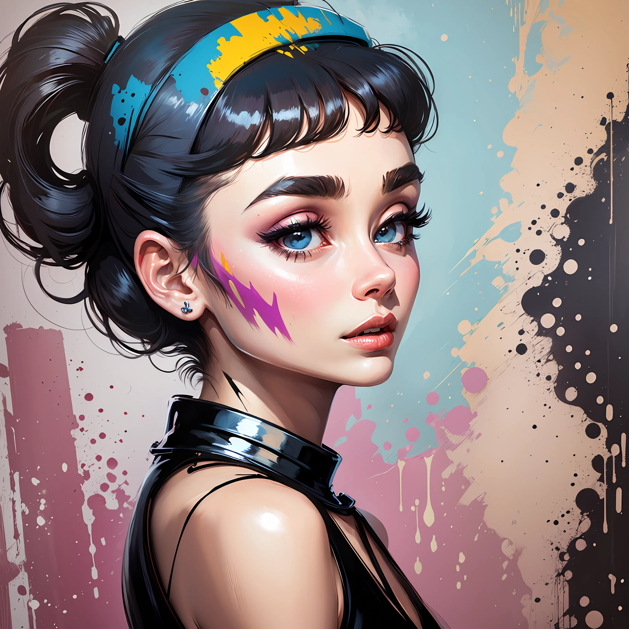 Audrey Hepburn Pop Art Graffiti Abstract, high quality, masterpiece