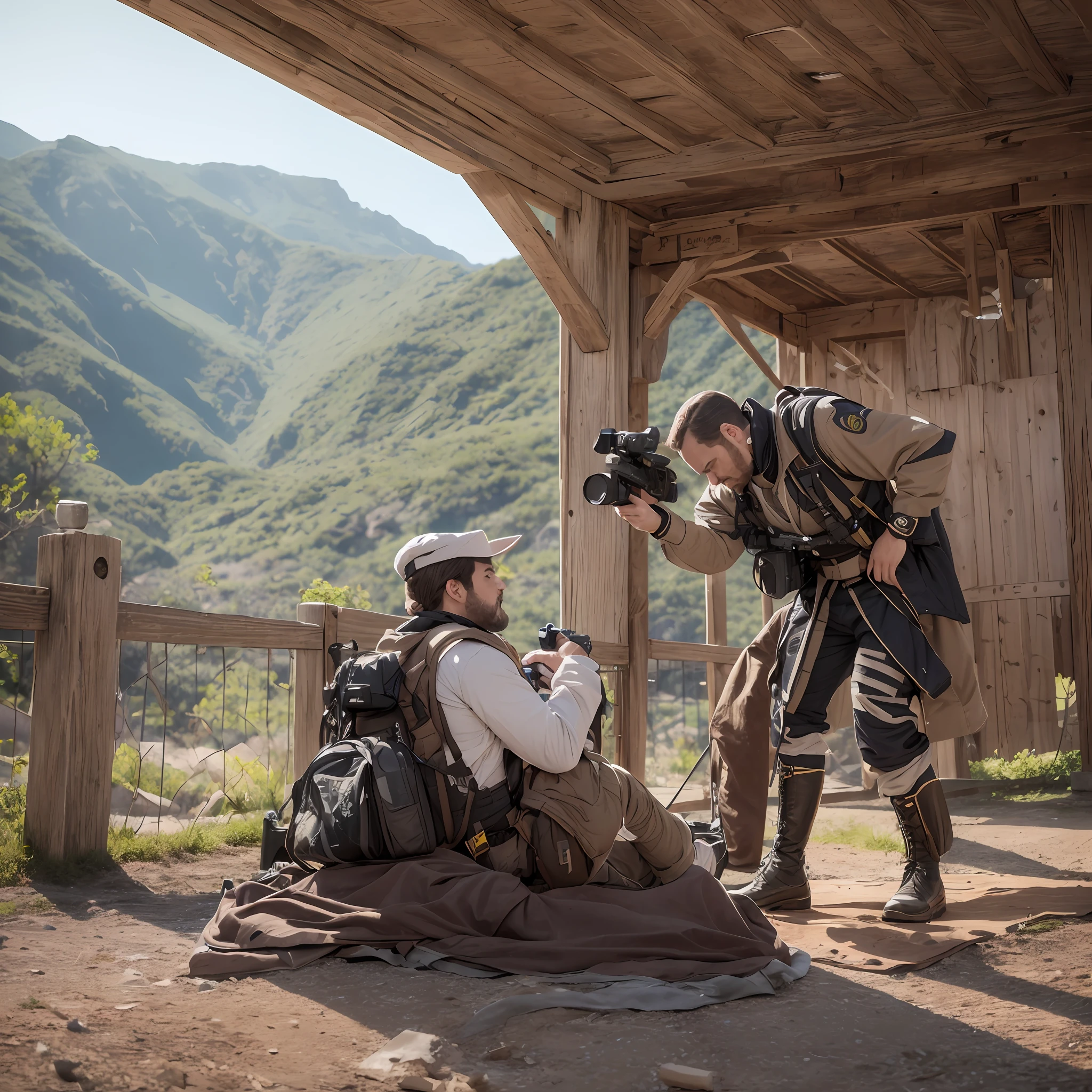 A COUPLE OF ACTORS STAGING A CINEMATIC 4K MOVIE --auto --s2