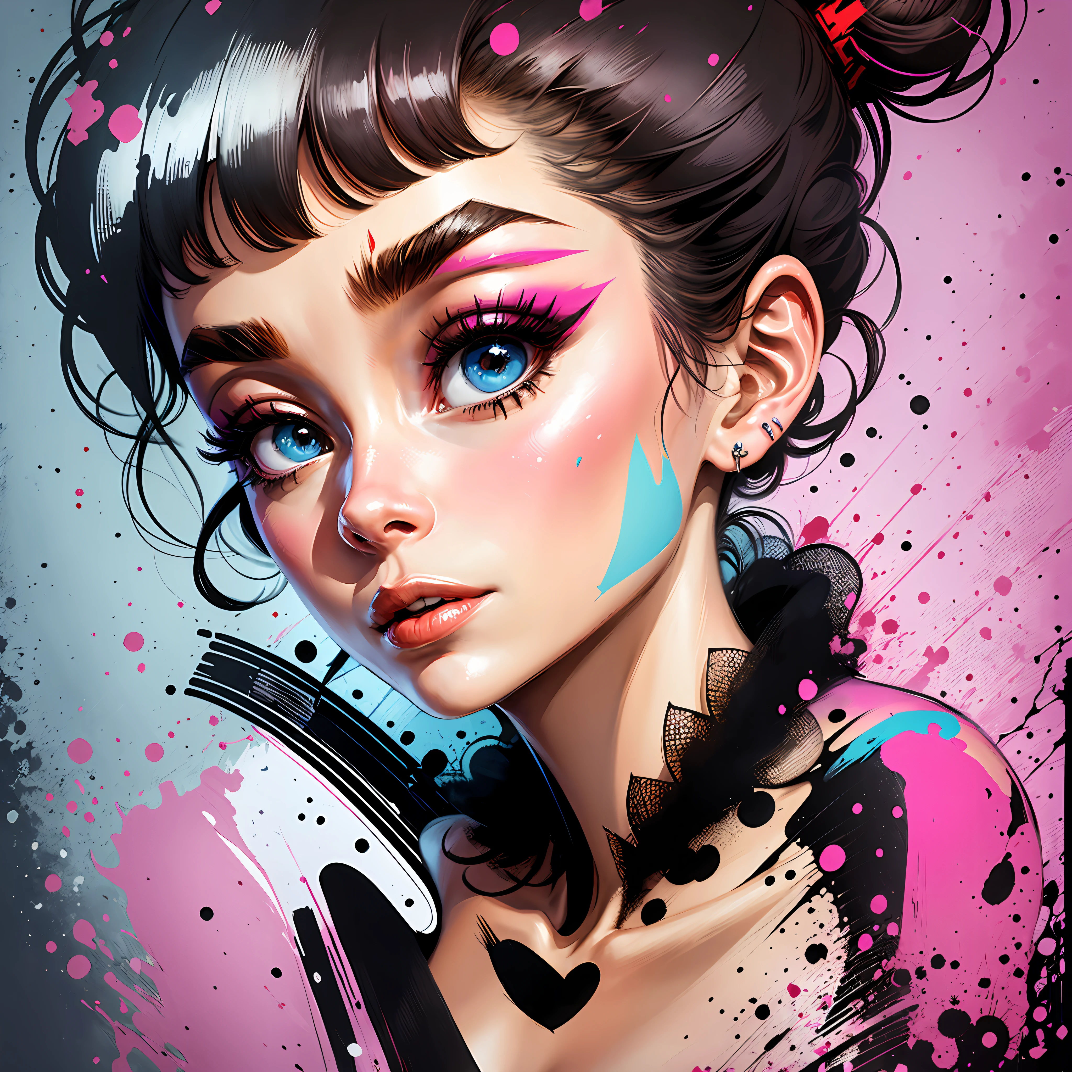 Audrey Hepburn Pop Art Graffiti Abstract, high quality, masterpiece