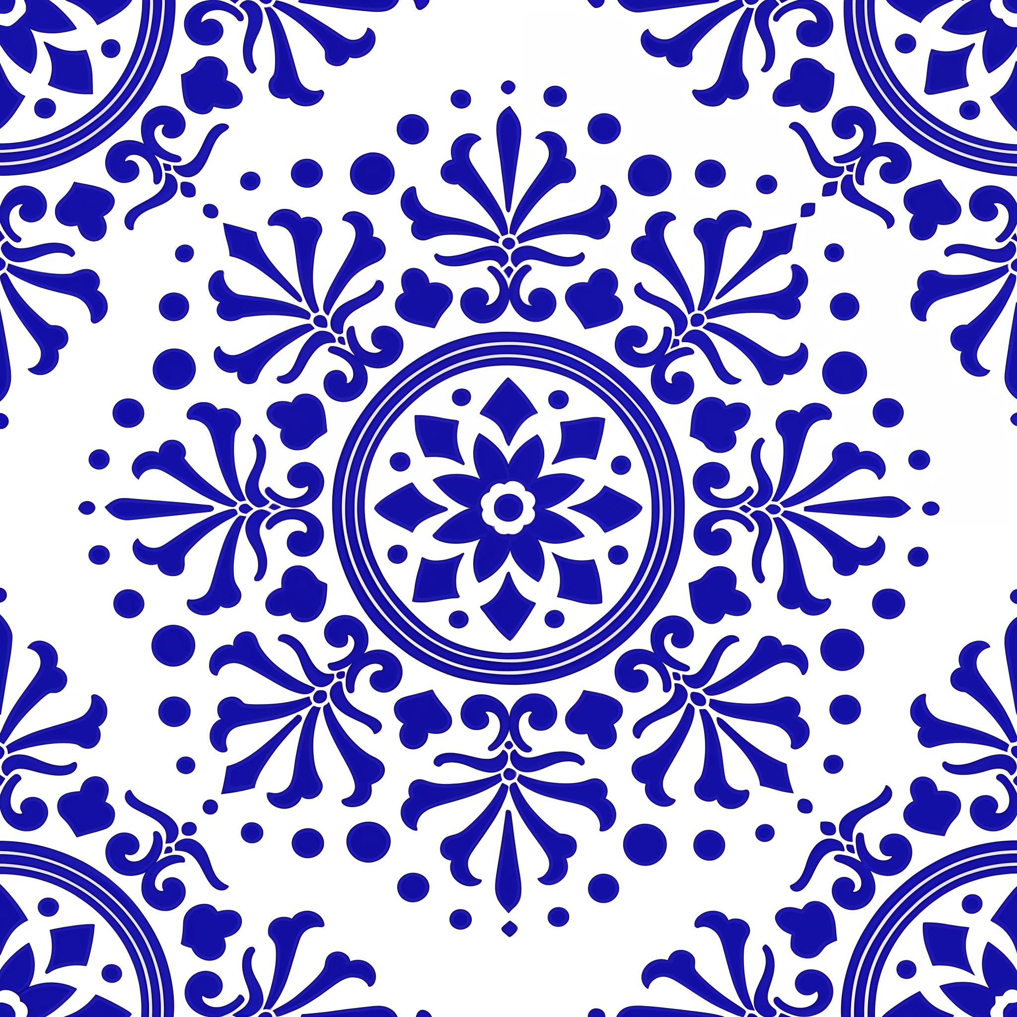 a close up of a blue and white tile with a circular design, azulejo, chinoiserie pattern, ornate pattern, seamless pattern design, symmetric pattern, tiles, blue and white, complex pattern, blue white colors, classical ornament, chinese blue and white porcelain, seamless texture, classical ornamental design, o pattern, border pattern, ornate patterns