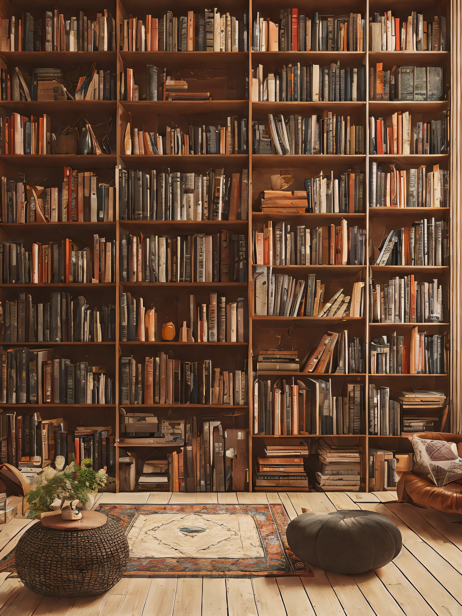 (an illustration of spacious and cozy room filled with many books)