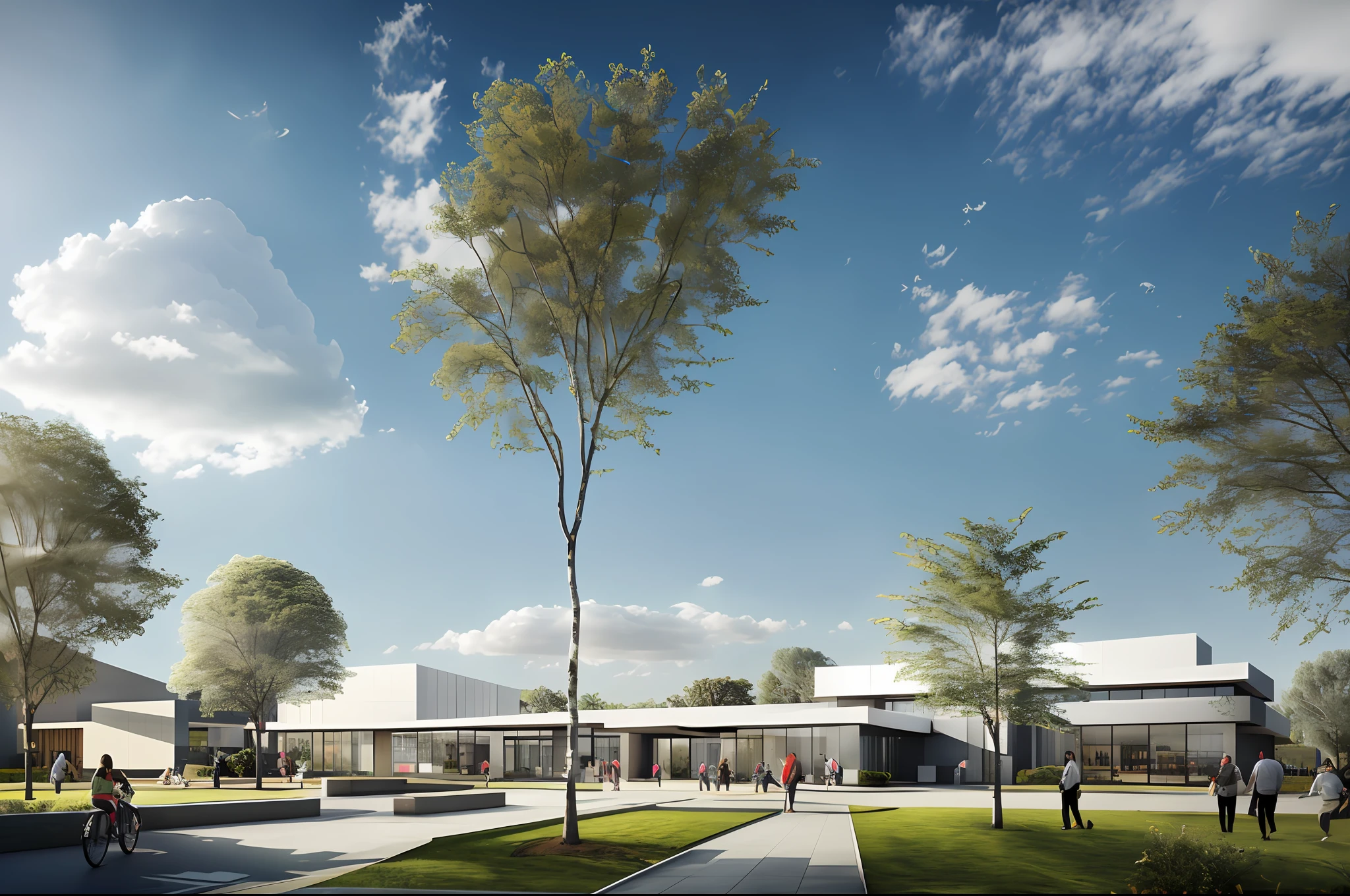 arqui9 rendering, day, cloud, realistic, masterpiece, 8k, high res, highly detailed, best quality,
