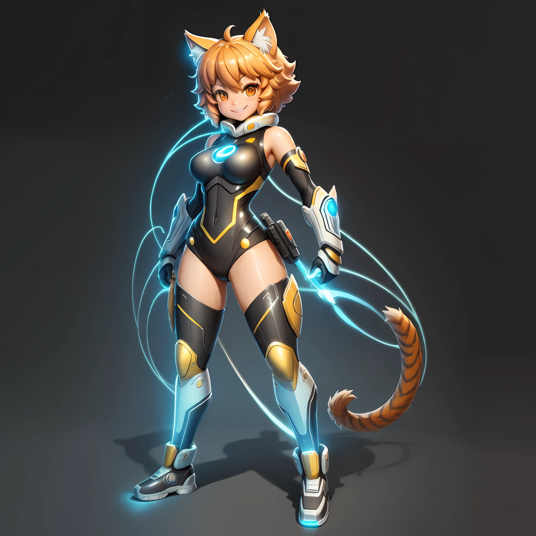 Centralized full-body design, a full-body cybercop thundercat Cute smile 4 k --auto --s2