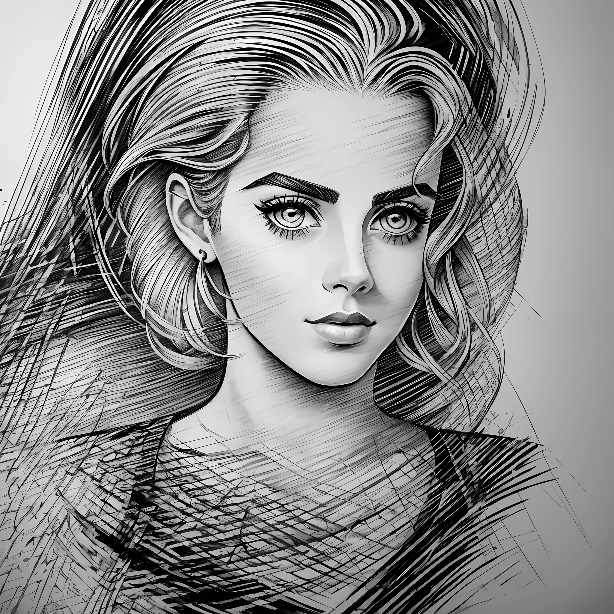 art in paper texture of actress Lucy boynton sketch style, black and white pencil drawing, and pure graffiti, with shading, the Art is highlighted by the beauty of the actress, and at the same time is mesmerizing, the vibrant colors make the art Aida more beautiful, comic, art with extremely high quality, professional sketch, --auto --s2