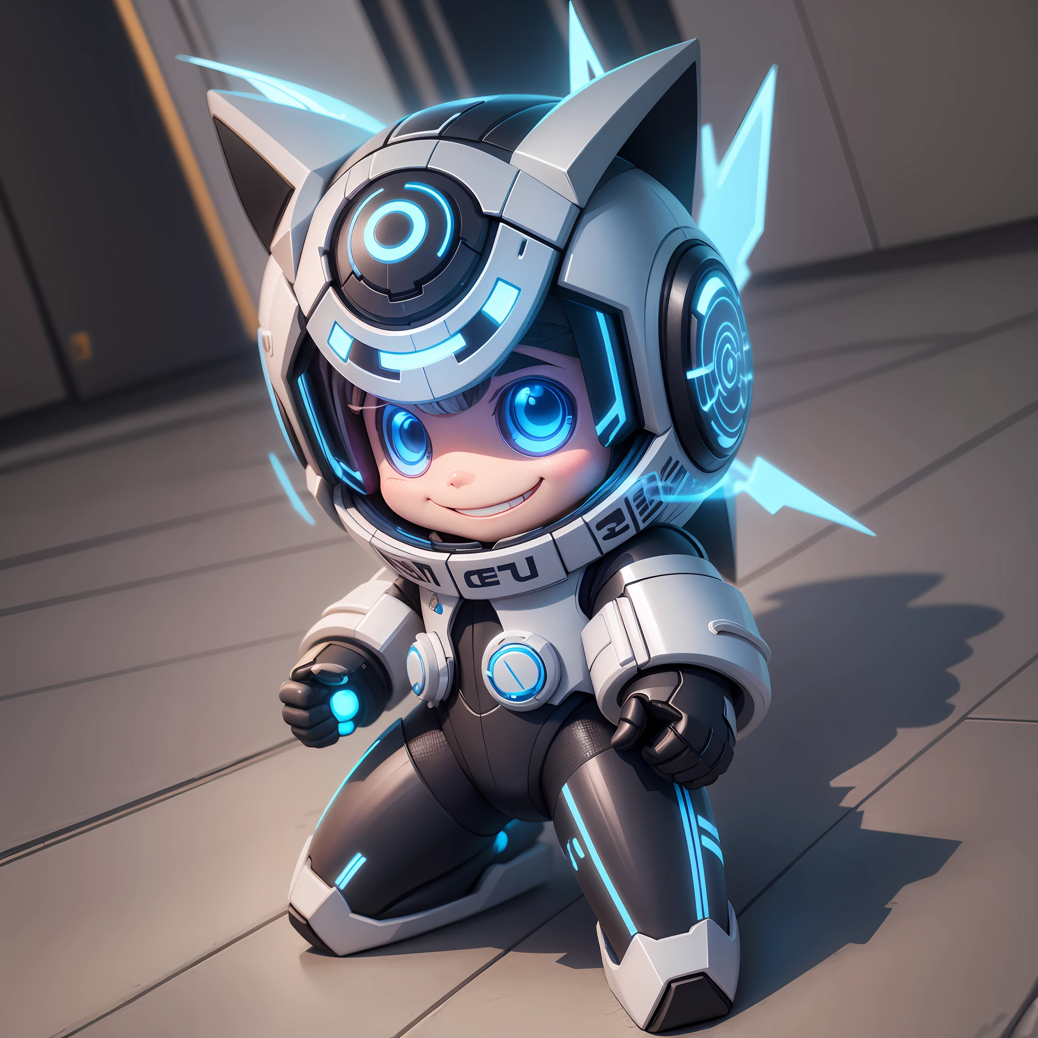 Centralized Full body cartoon a full body thunderboy cybercop Cute smile 4 k --auto --s2