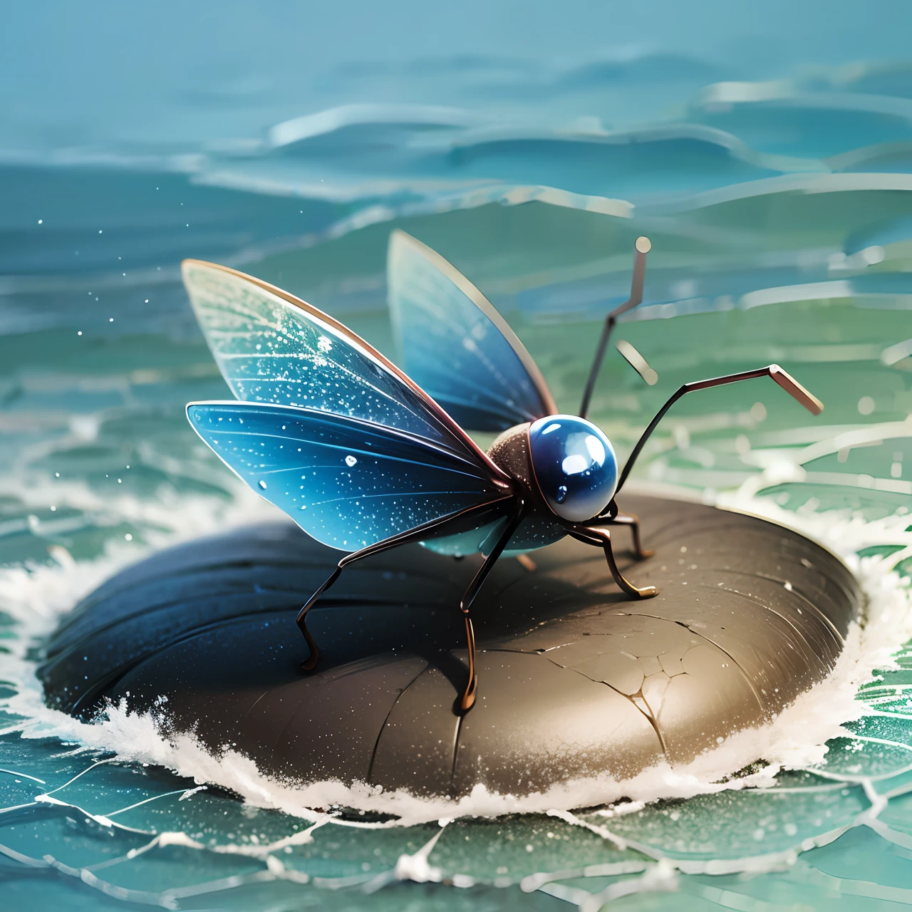 natural bug with water, blue sky --auto --s2