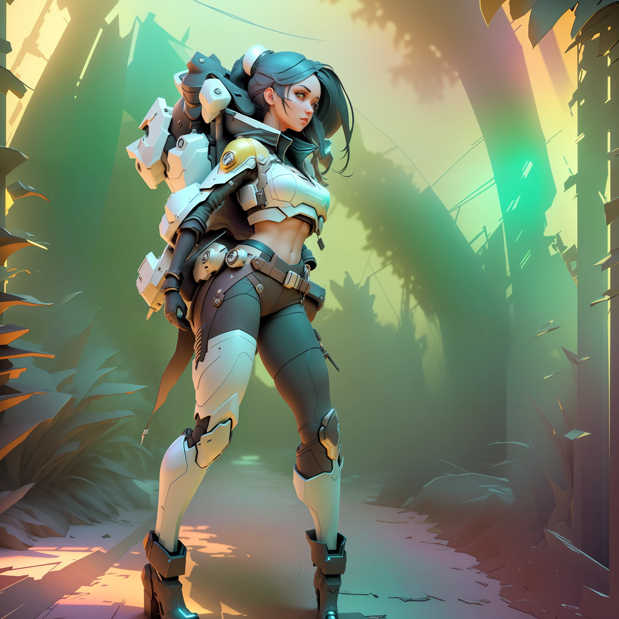 ((Best quality)), ((masterpiece)), (detailed:1.4), 3D, an image of a beautiful cyberpunk female,HDR (High Dynamic Range),Ray Tracing,NVIDIA RTX,Super-Resolution,Unreal 5,Subsurface scattering,PBR Texturing,Post-processing,Anisotropic Filtering,Depth-of-field,Maximum clarity and sharpness,Multi-layered textures,Albedo and Specular maps,Surface shading,Accurate simulation of light-material interaction,Perfect proportions,Octane Render,Two-tone lighting,Wide aperture,Low ISO,White balance,Rule of thirds,8K RAW,