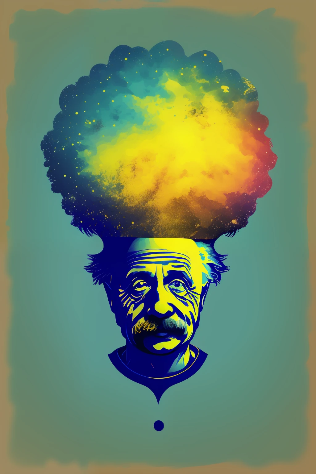 einstein have an idea, as a t-shirt logo in the style of art