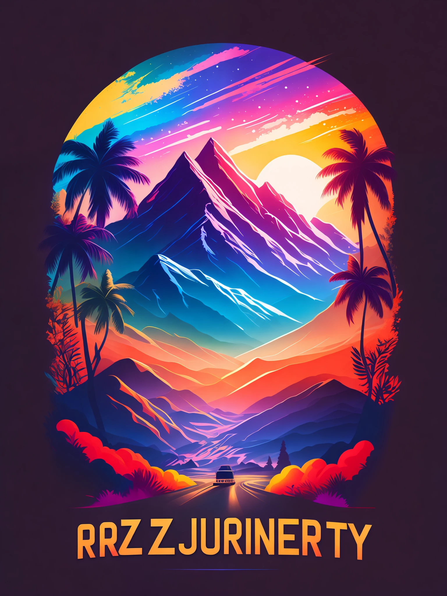 T-shirt design, rzminjourney, vector art, colorful