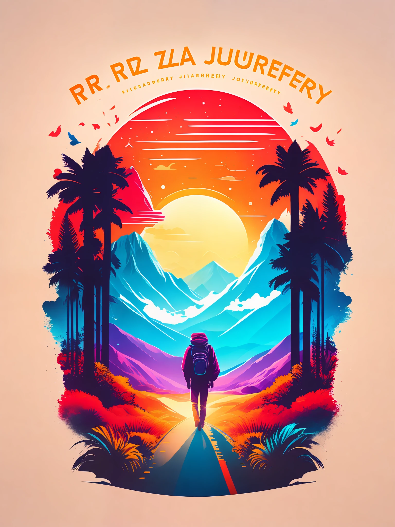 T-shirt design, rzminjourney, vector art, colorful