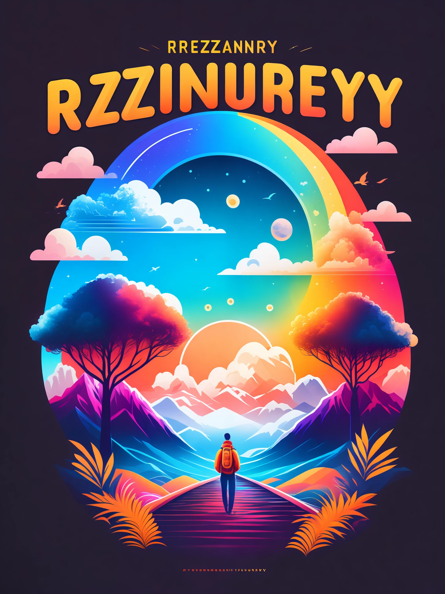 T-shirt design, rzminjourney, vector art, colorful