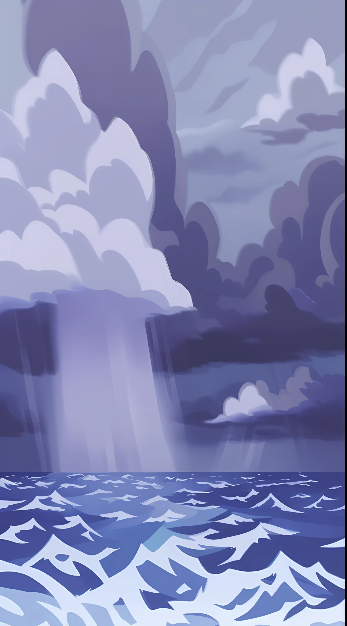 there is a painting of a storm coming over the ocean, stormy background, storm background, stylised storm, random background scene, background art, violent stormy waters, cartoon moody scene, stormy ocean, sketch of an ocean in ms paint, stormy seas, stormy sea, rainy background, night sea storm, background artwork, thunderstorm the background, rough seas in background