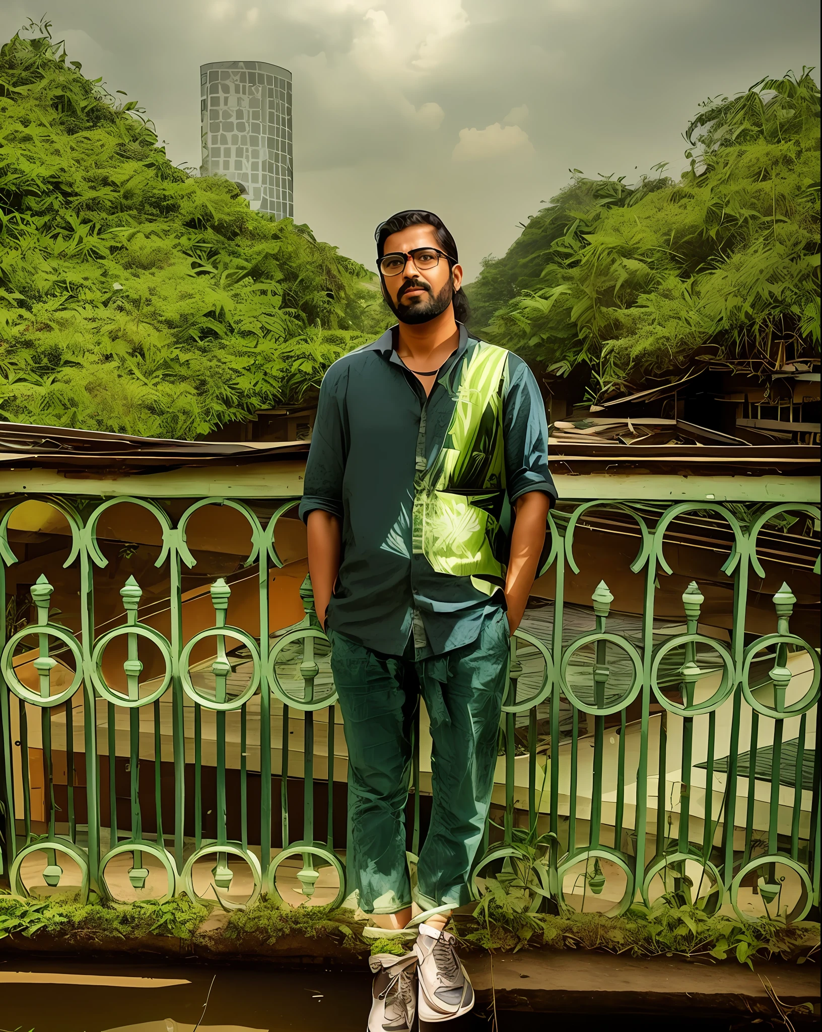 Do nothing to the face but make changes to the surroundings and make it look like a Kerala location