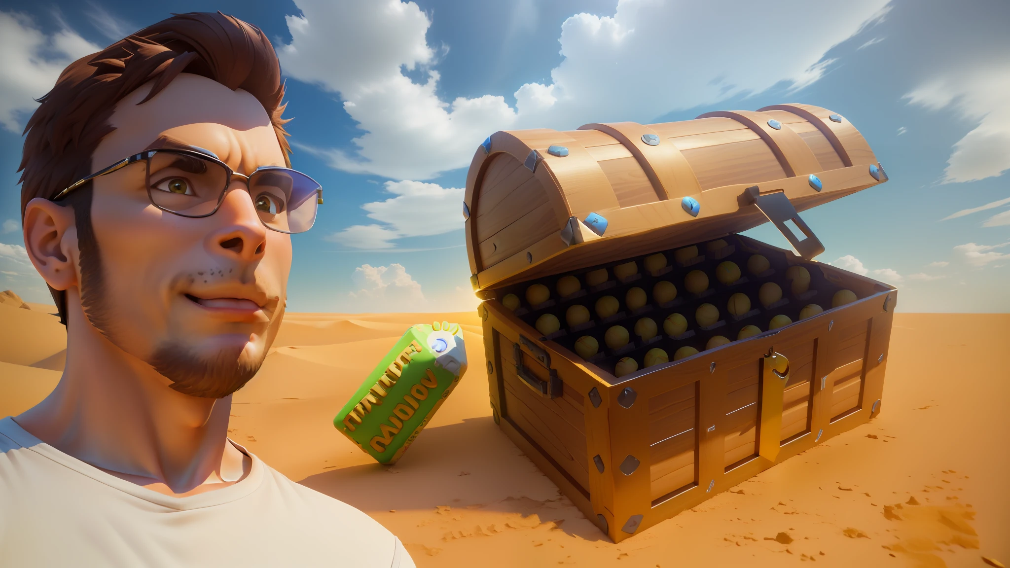 arafed chest full of tennis balls with a price tag, treasure chests, treasure chest, hiding large treasure chest, gelbooru, 3 d render of jerma 9 8 5, he has a treasure with him, youtube thumbnail, large chest, loot box, ebay listing thumbnail, derpibooru, looking at the treasure box, 🐿🍸🍋