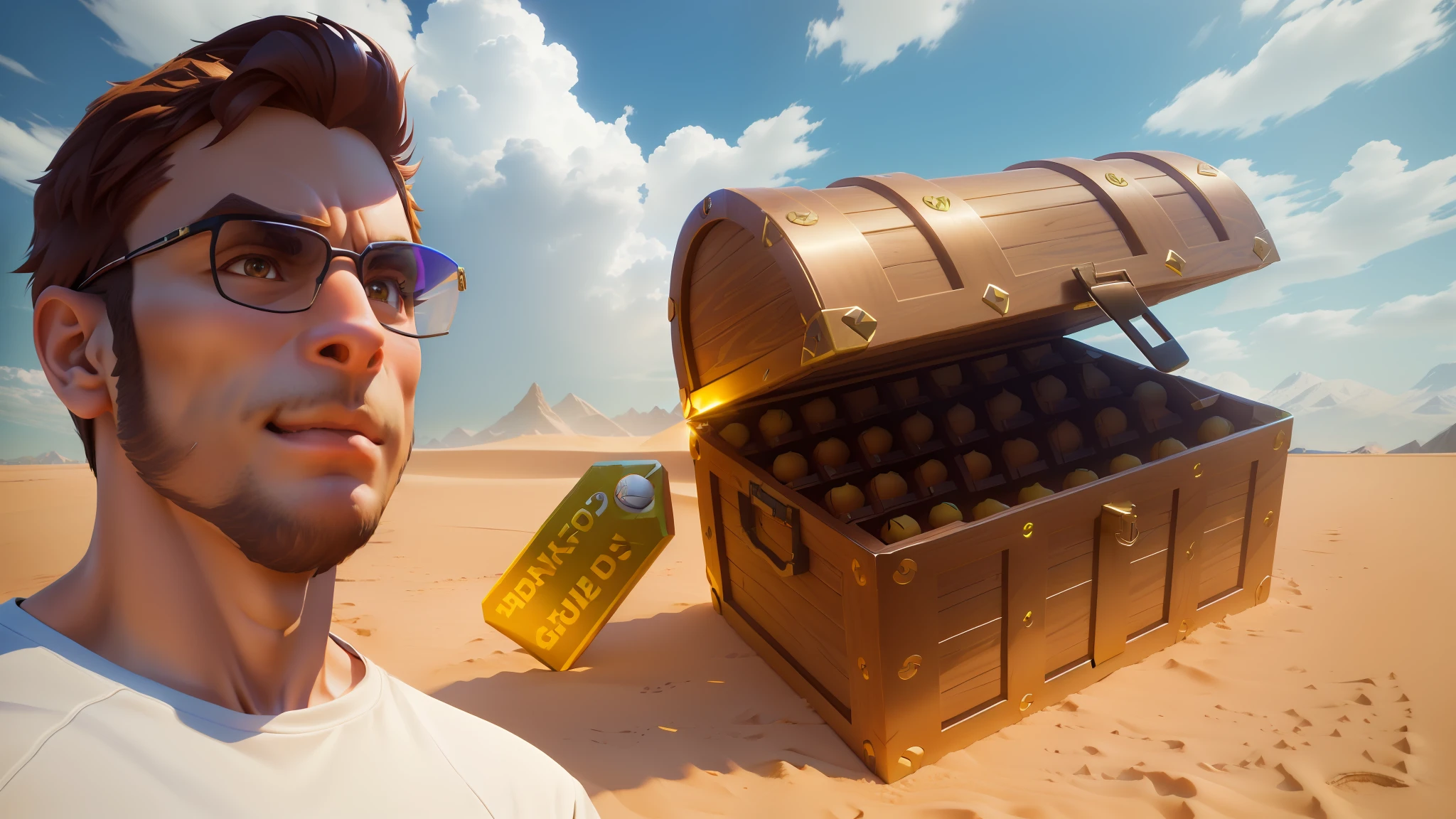 arafed chest full of tennis balls with a price tag, treasure chests, treasure chest, hiding large treasure chest, gelbooru, 3 d render of jerma 9 8 5, he has a treasure with him, youtube thumbnail, large chest, loot box, ebay listing thumbnail, derpibooru, looking at the treasure box, 🐿🍸🍋